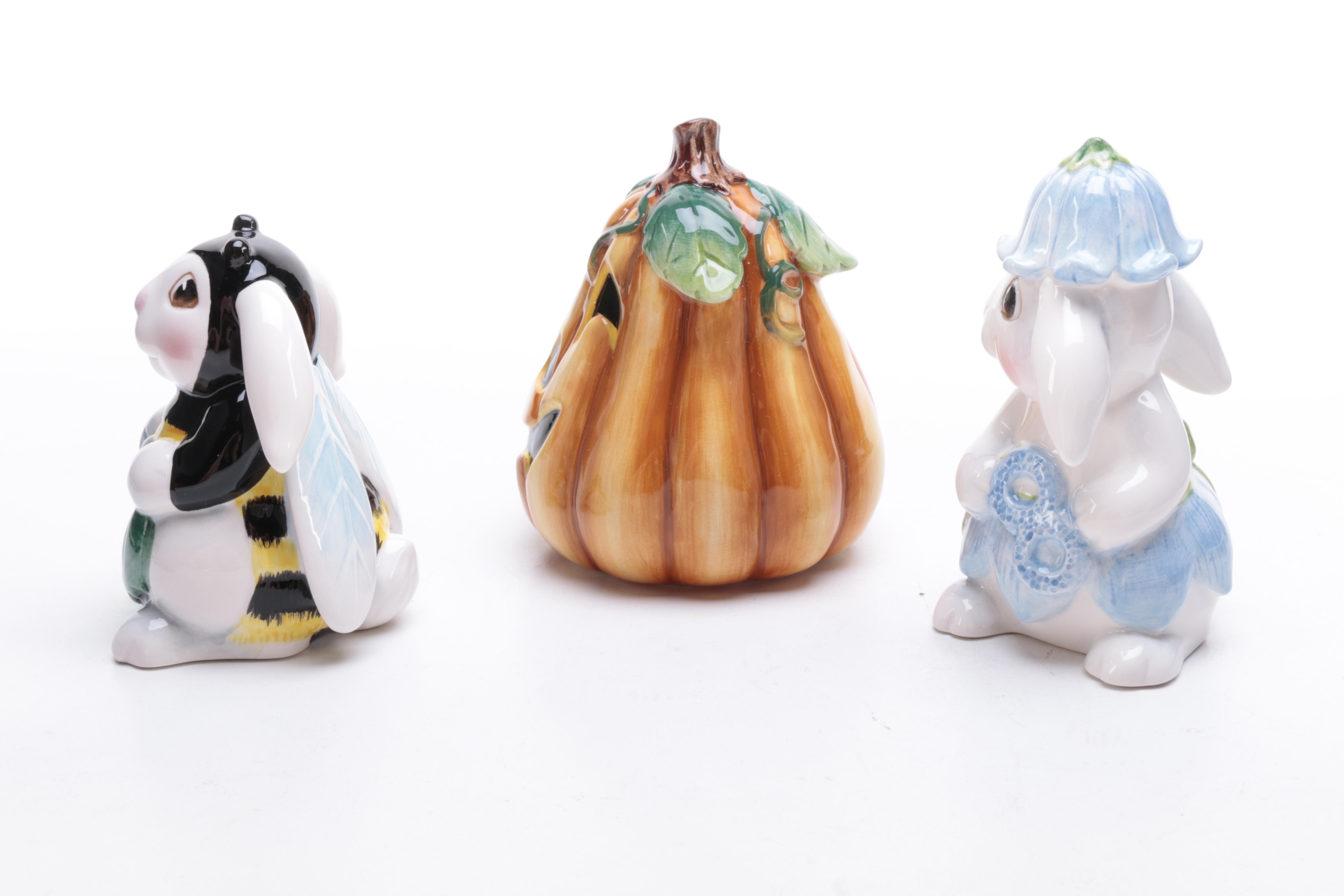 Collection of Fitz and Floyd "Halloween Bunny Blooms" Tableware