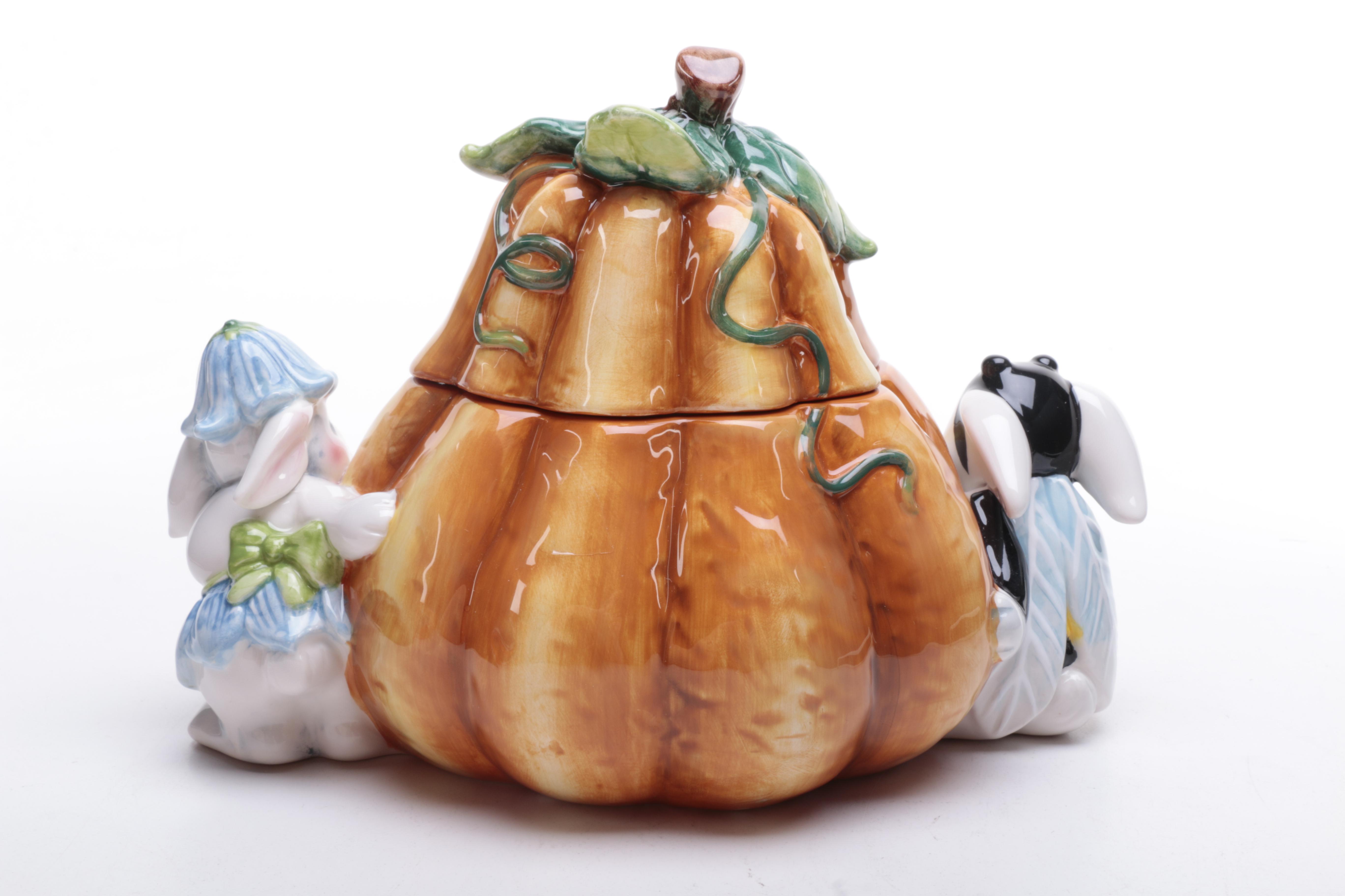 Collection of Fitz and Floyd "Halloween Bunny Blooms" Tableware