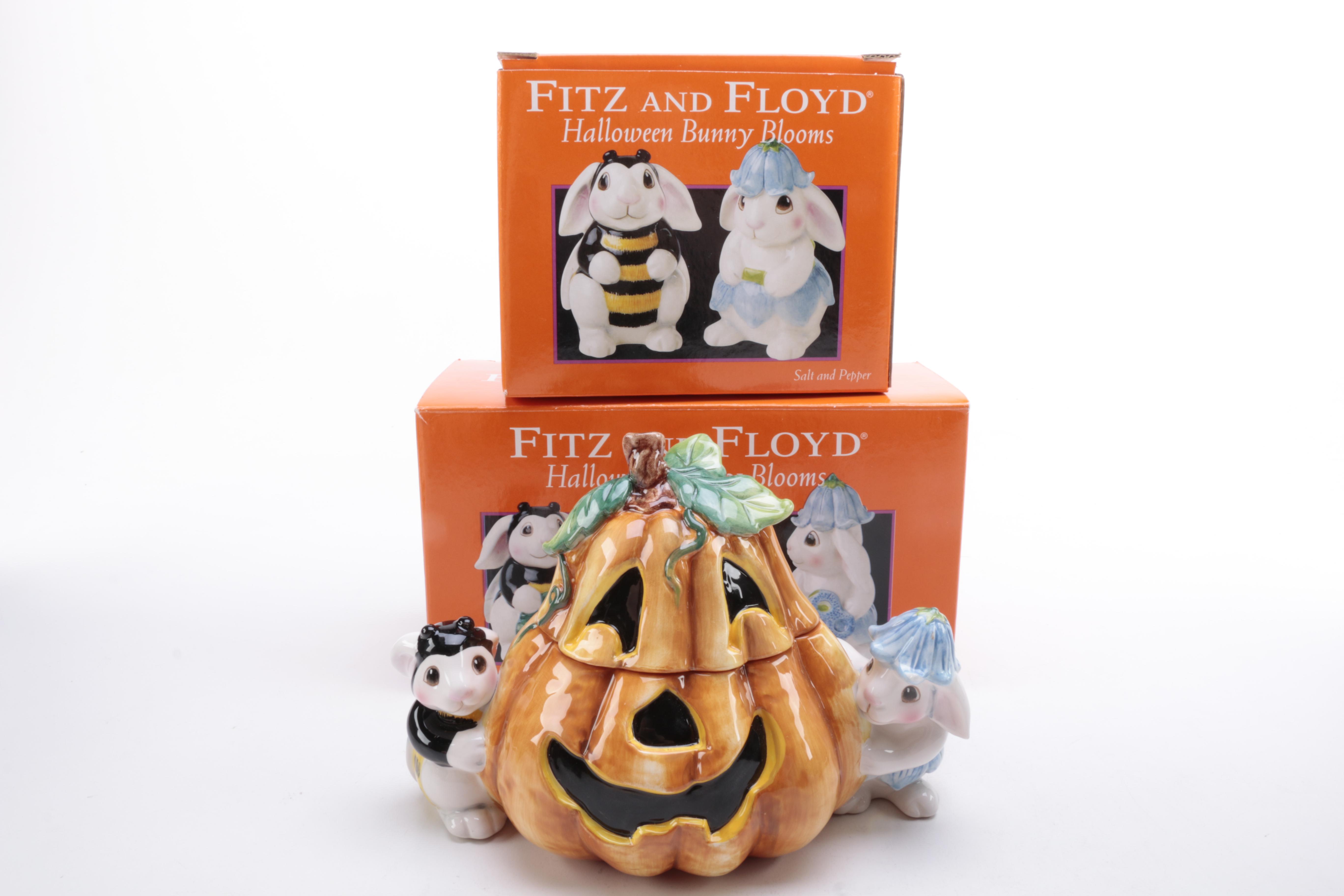 Collection of Fitz and Floyd "Halloween Bunny Blooms" Tableware
