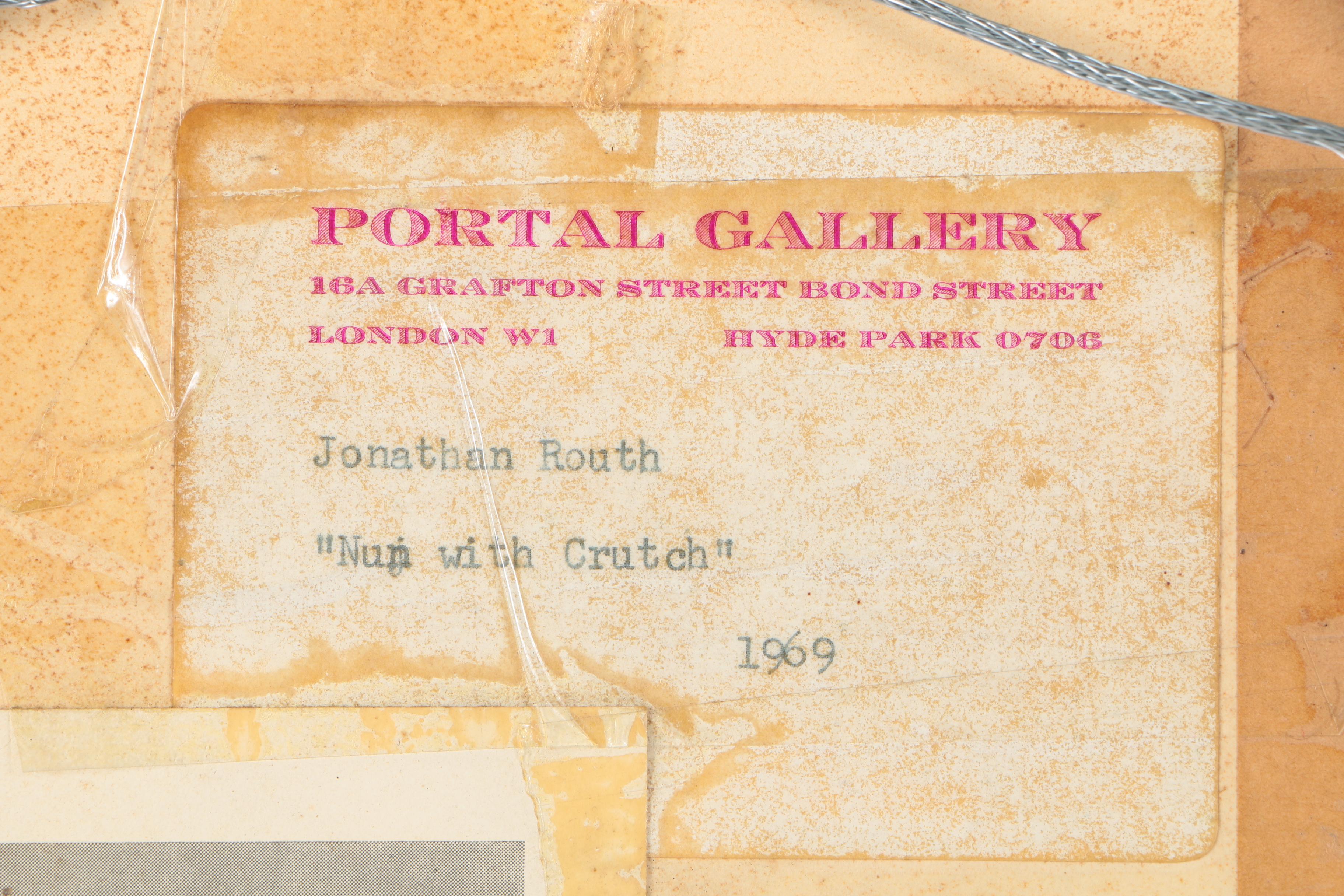 Jonathan Routh 1969 Oil Painting on Board "Nun With Crutch"