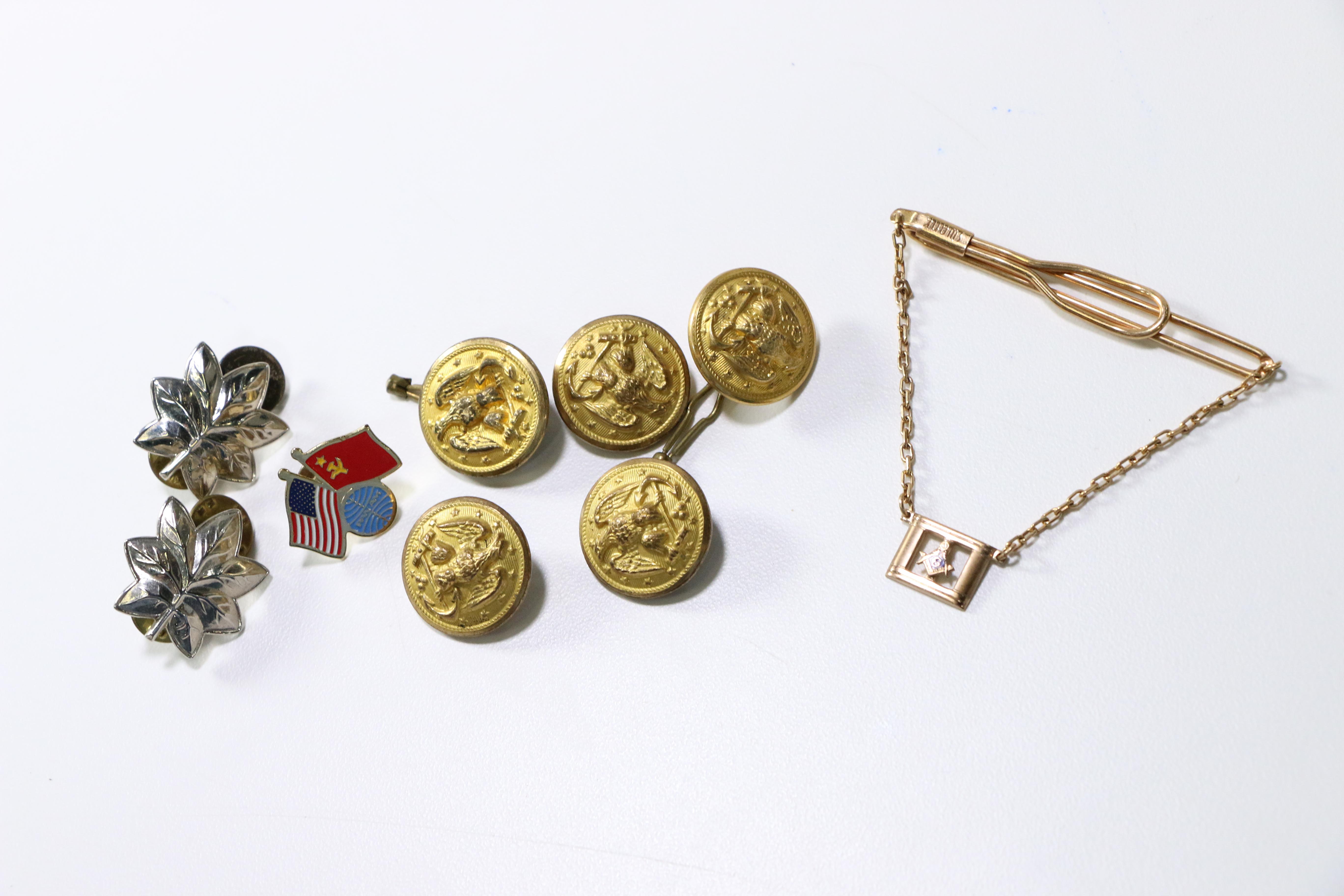 Assorted Military Pins, Cufflinks and Tie Bars