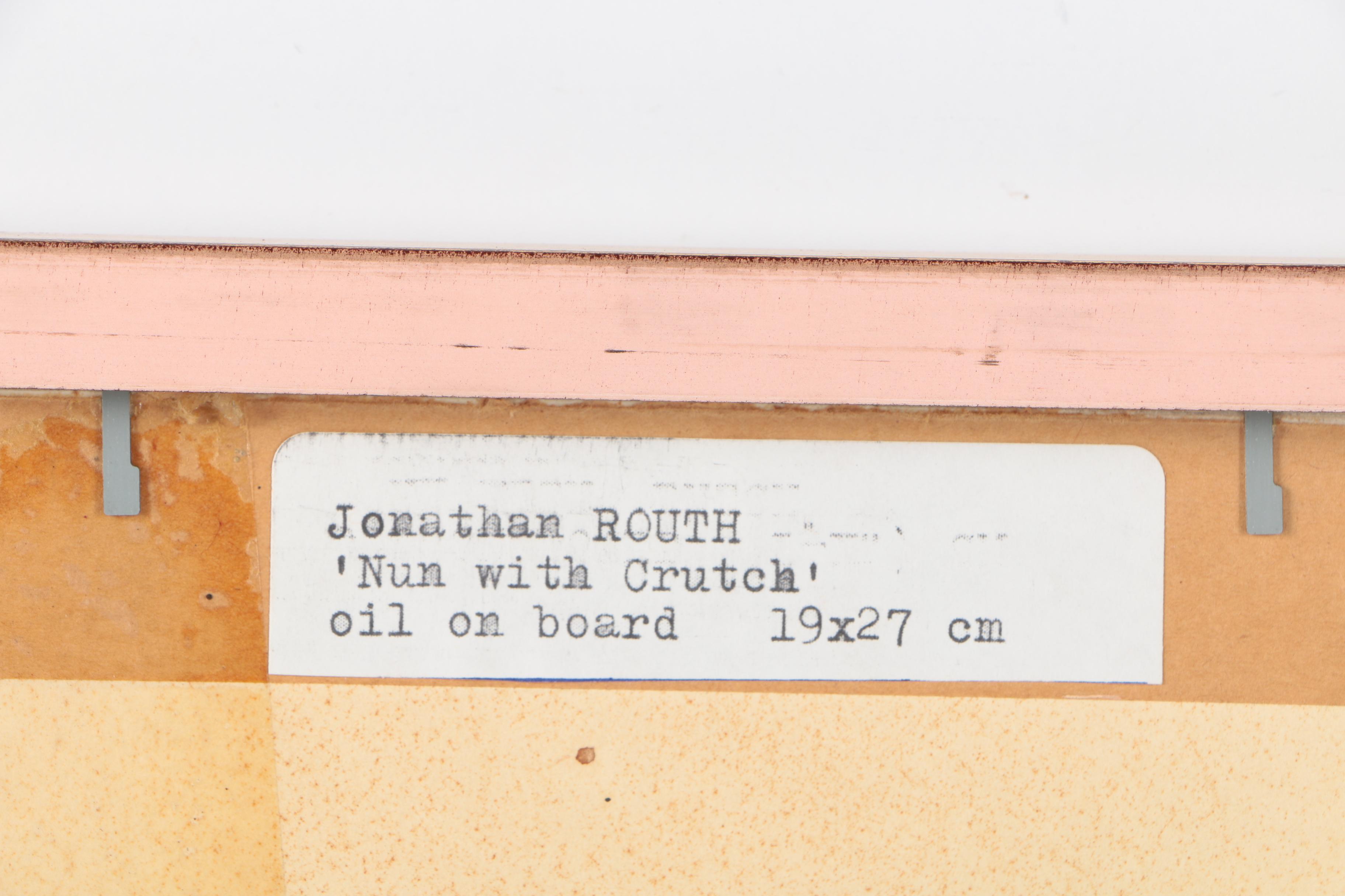 Jonathan Routh 1969 Oil Painting on Board "Nun With Crutch"