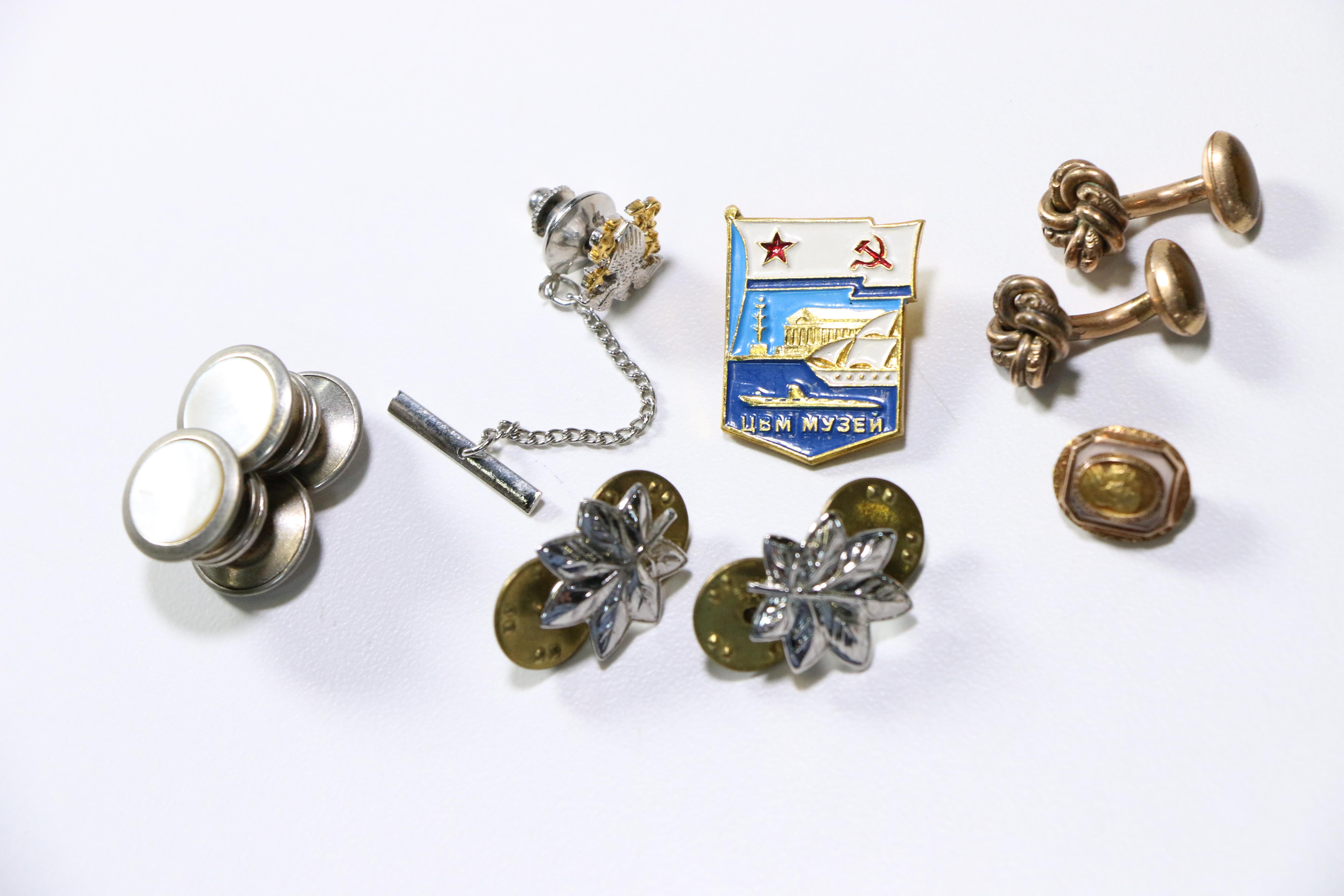 Assorted Military Pins, Cufflinks and Tie Bars