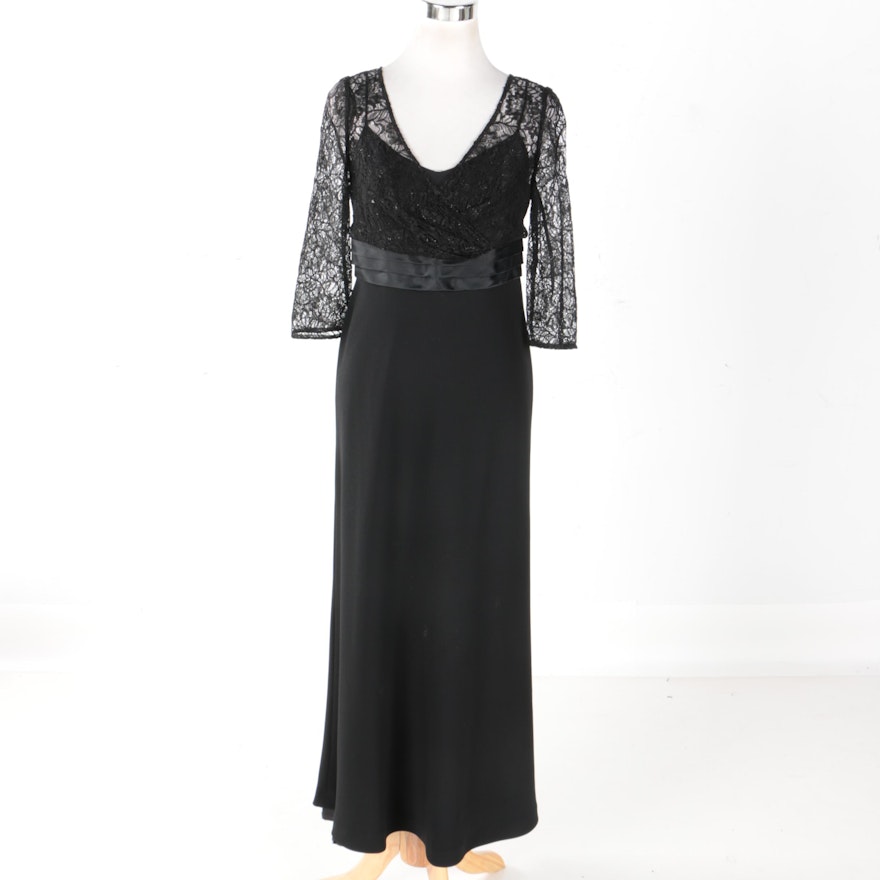 Badgley Mischka Lace and Silk Evening Gown