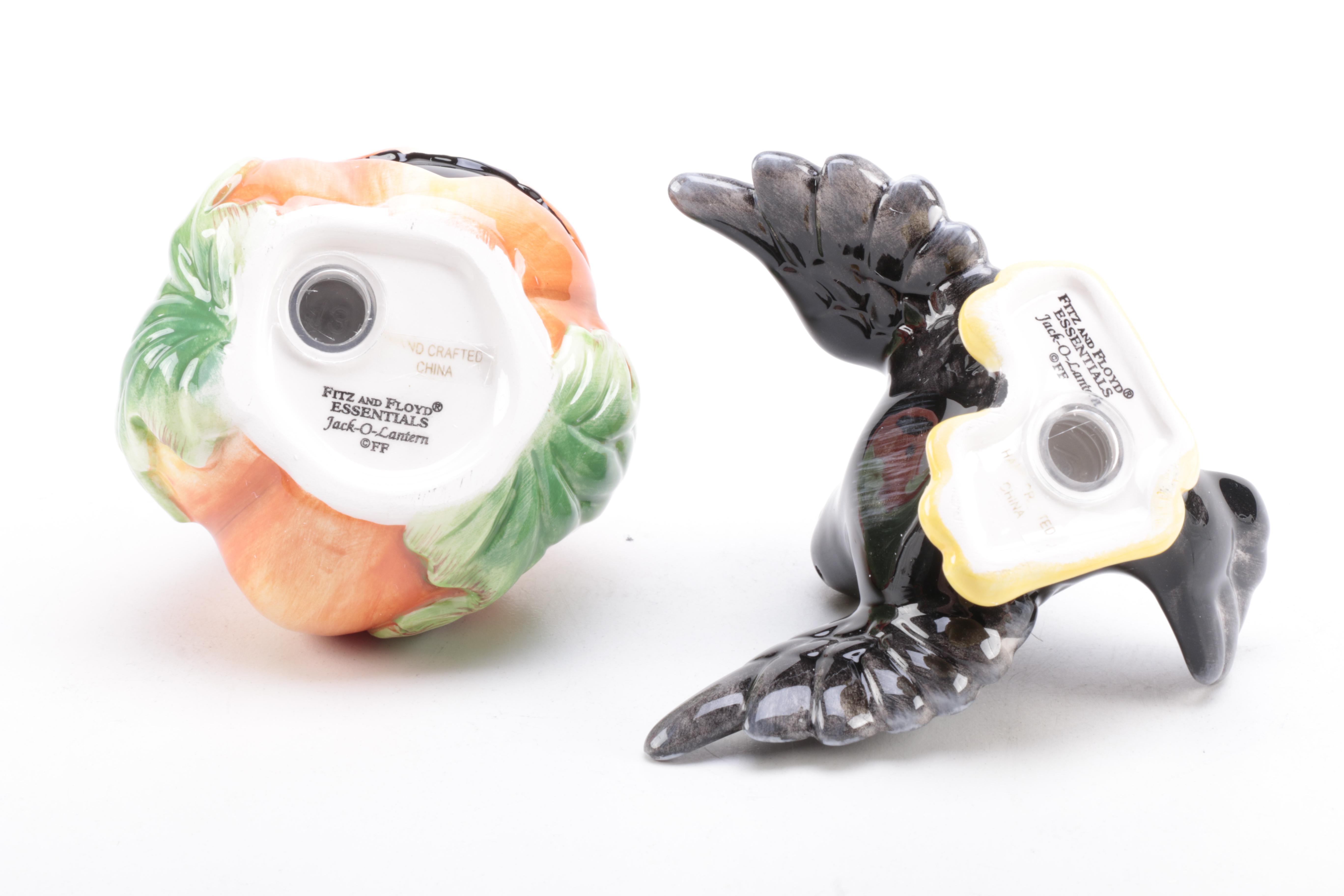 Fitz and Floyd Halloween-Themed Salt and Pepper Shakers and Lidded Box