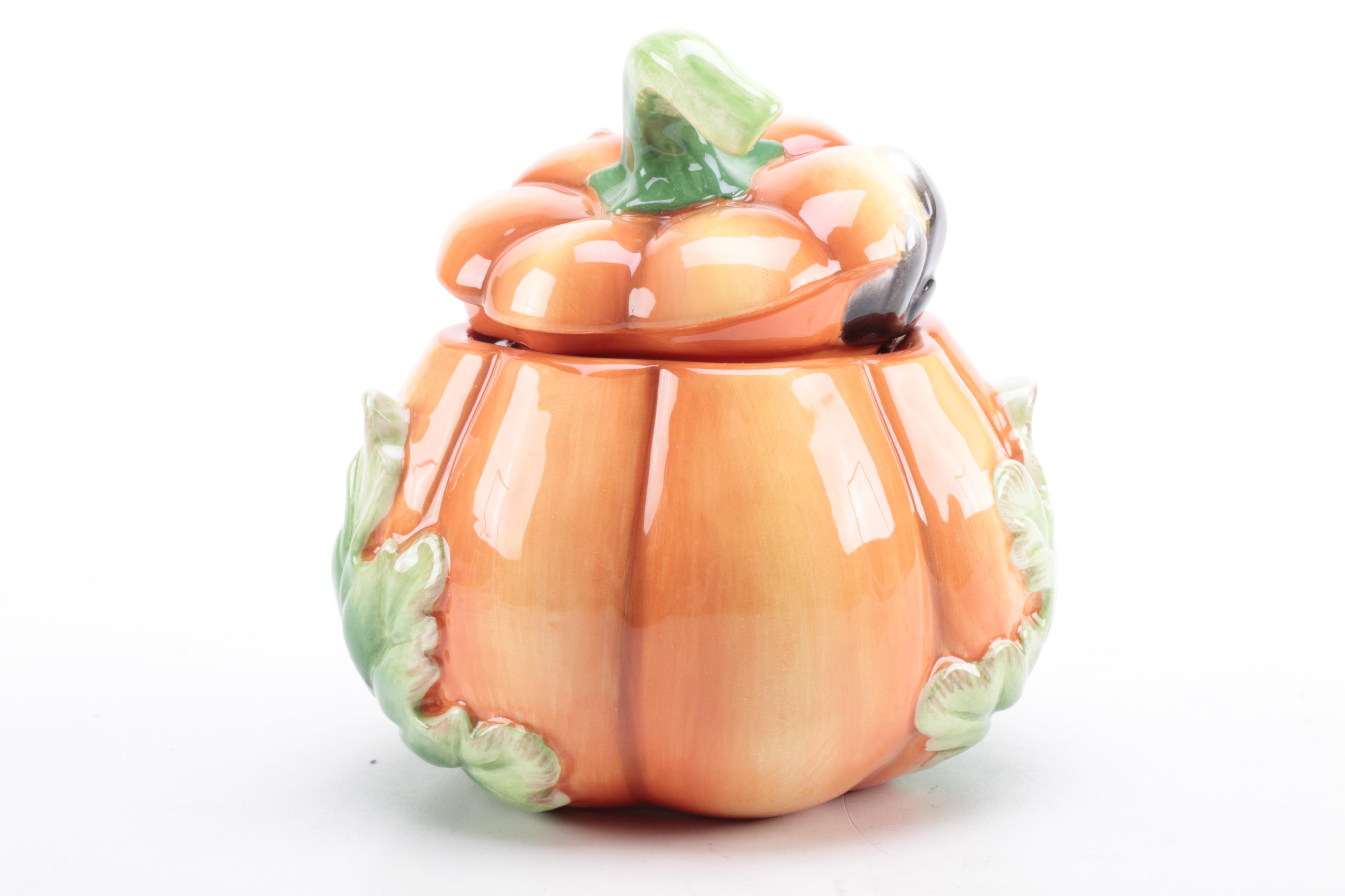 Fitz and Floyd Halloween-Themed Salt and Pepper Shakers and Lidded Box