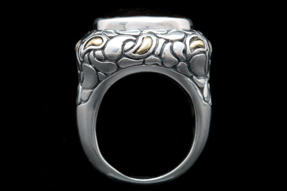 Sterling Silver, 18K Gold and Smoky Quartz Ring