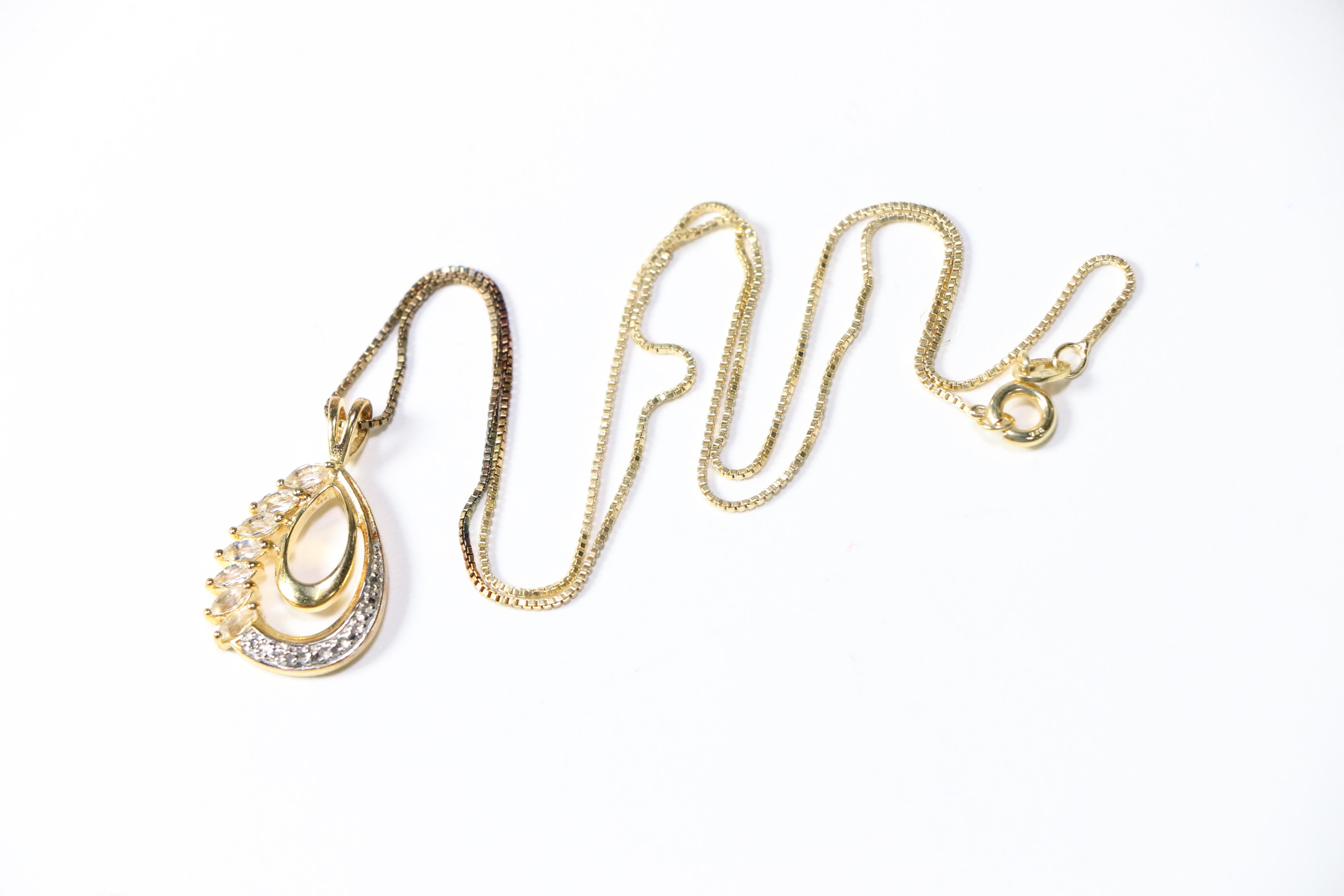 Sterling Sliver Necklace and Pendants Including Diamonds and White Topaz