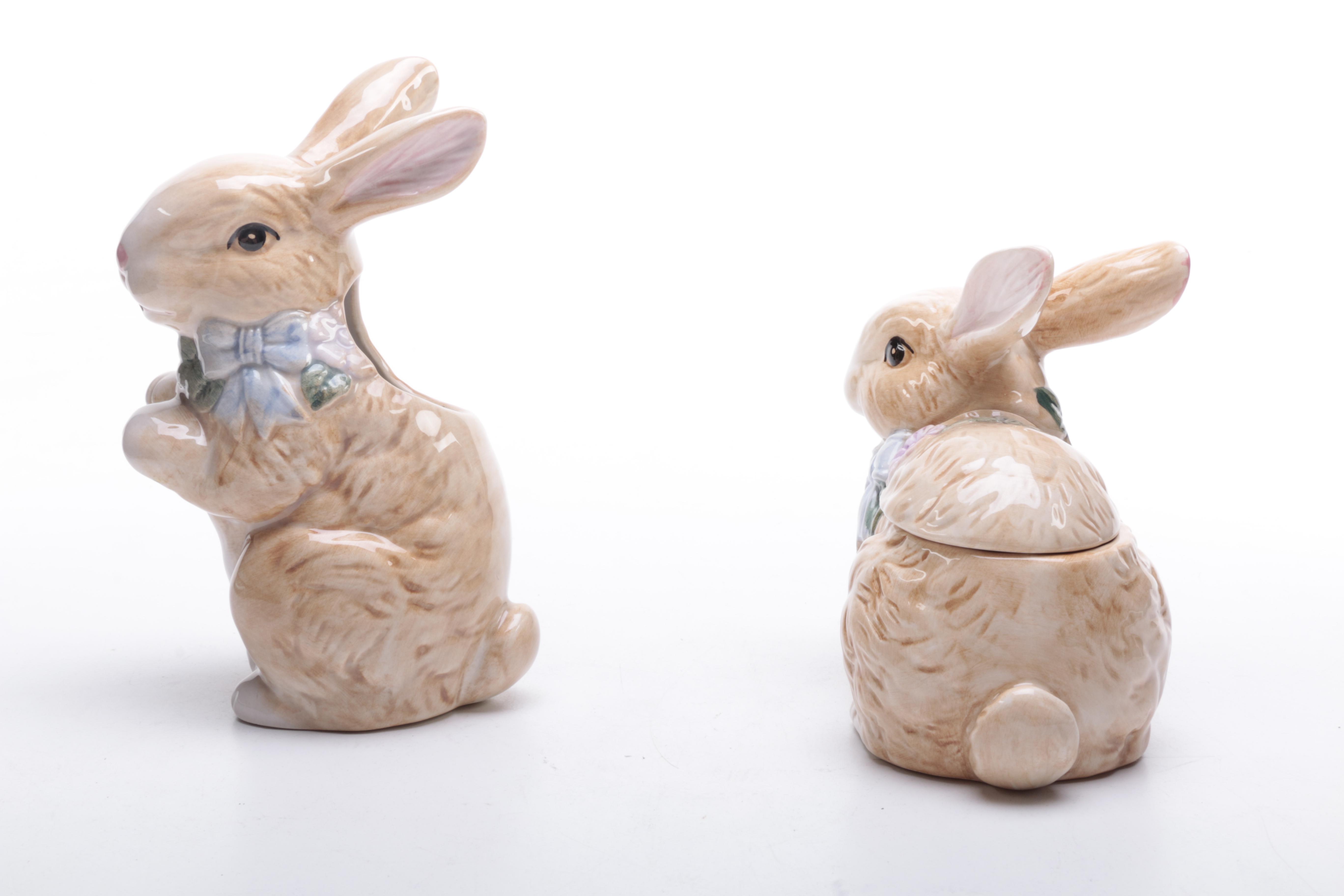 Rabbit-Themed Tableware Including Fitz and Floyd