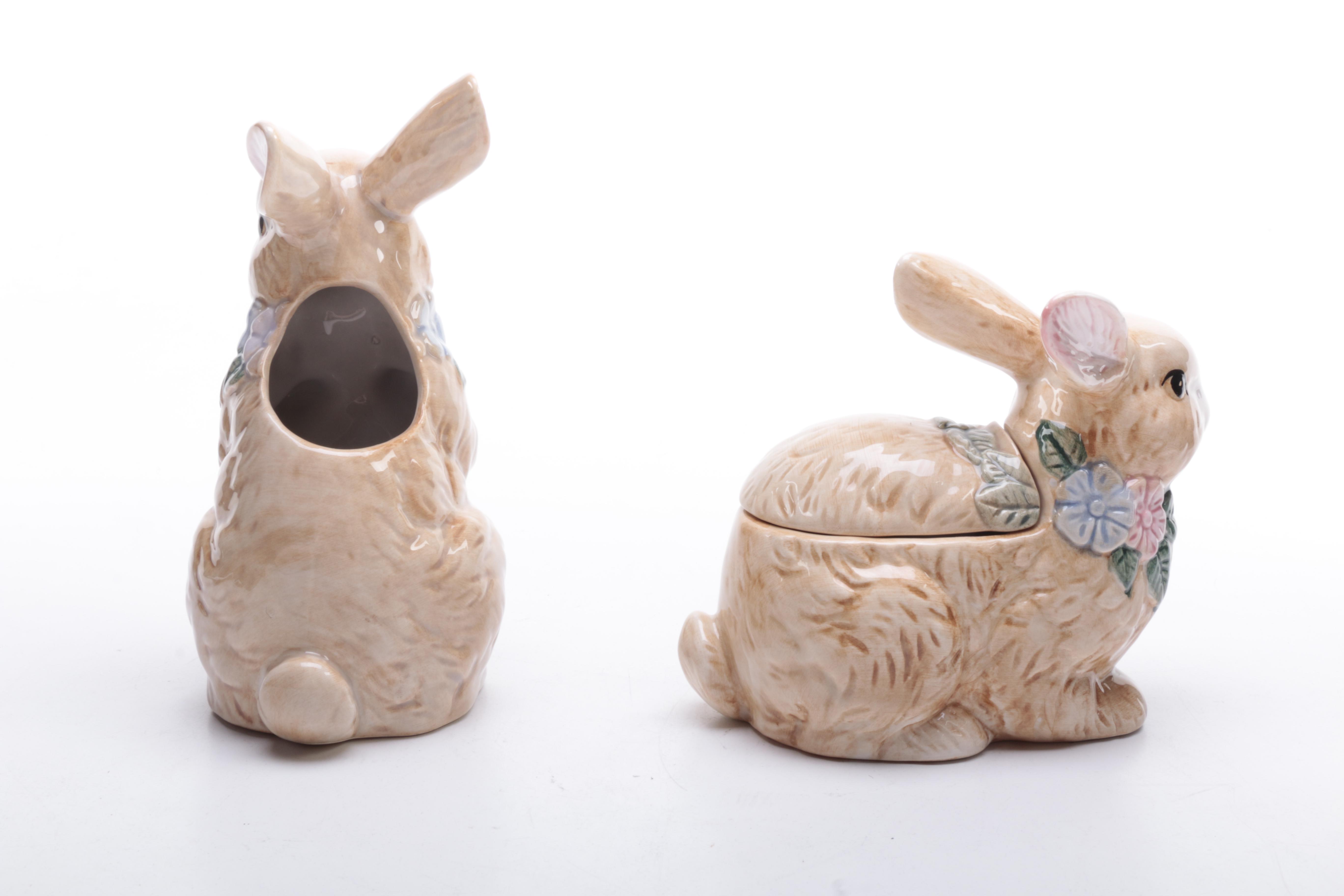 Rabbit-Themed Tableware Including Fitz and Floyd