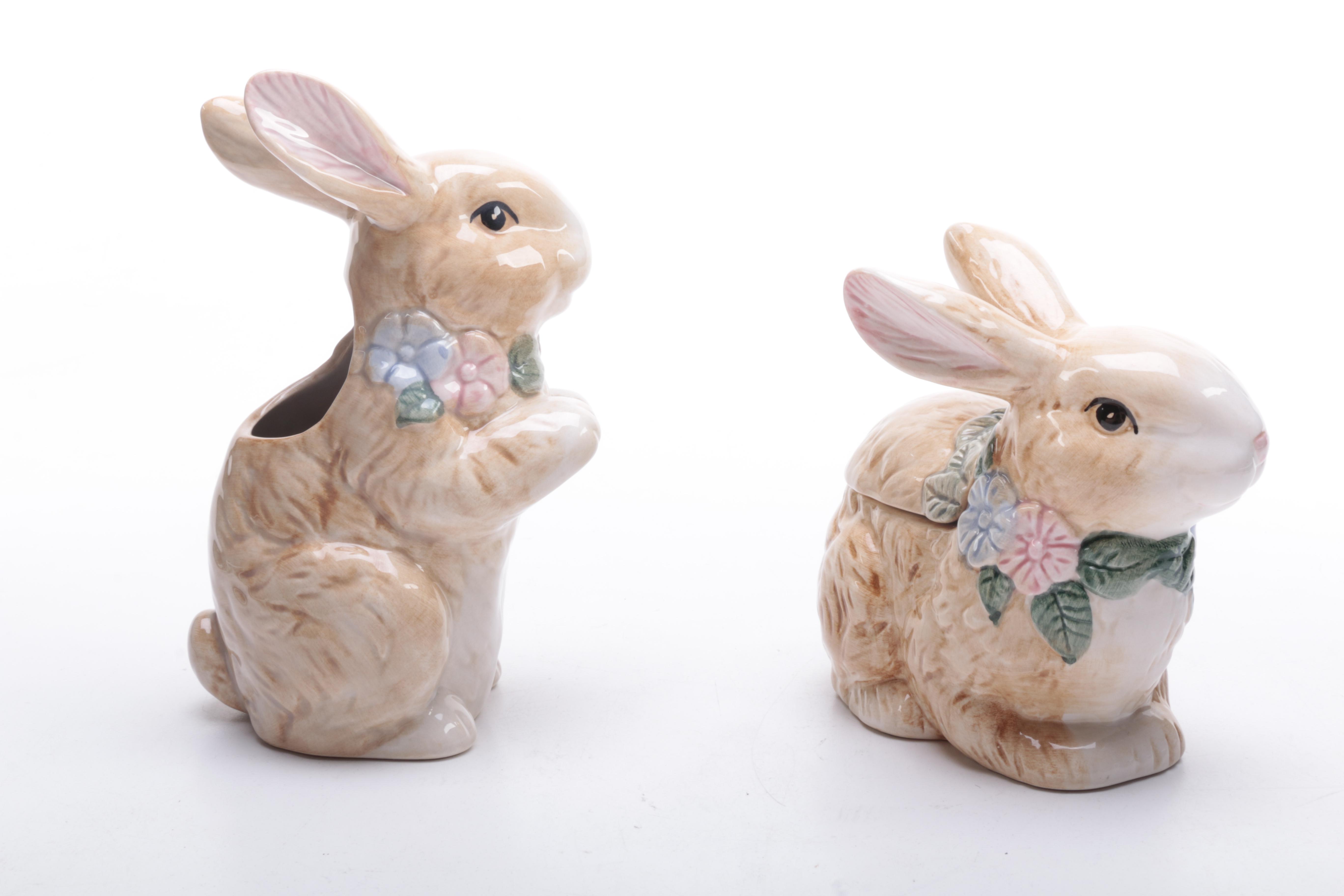 Rabbit-Themed Tableware Including Fitz and Floyd