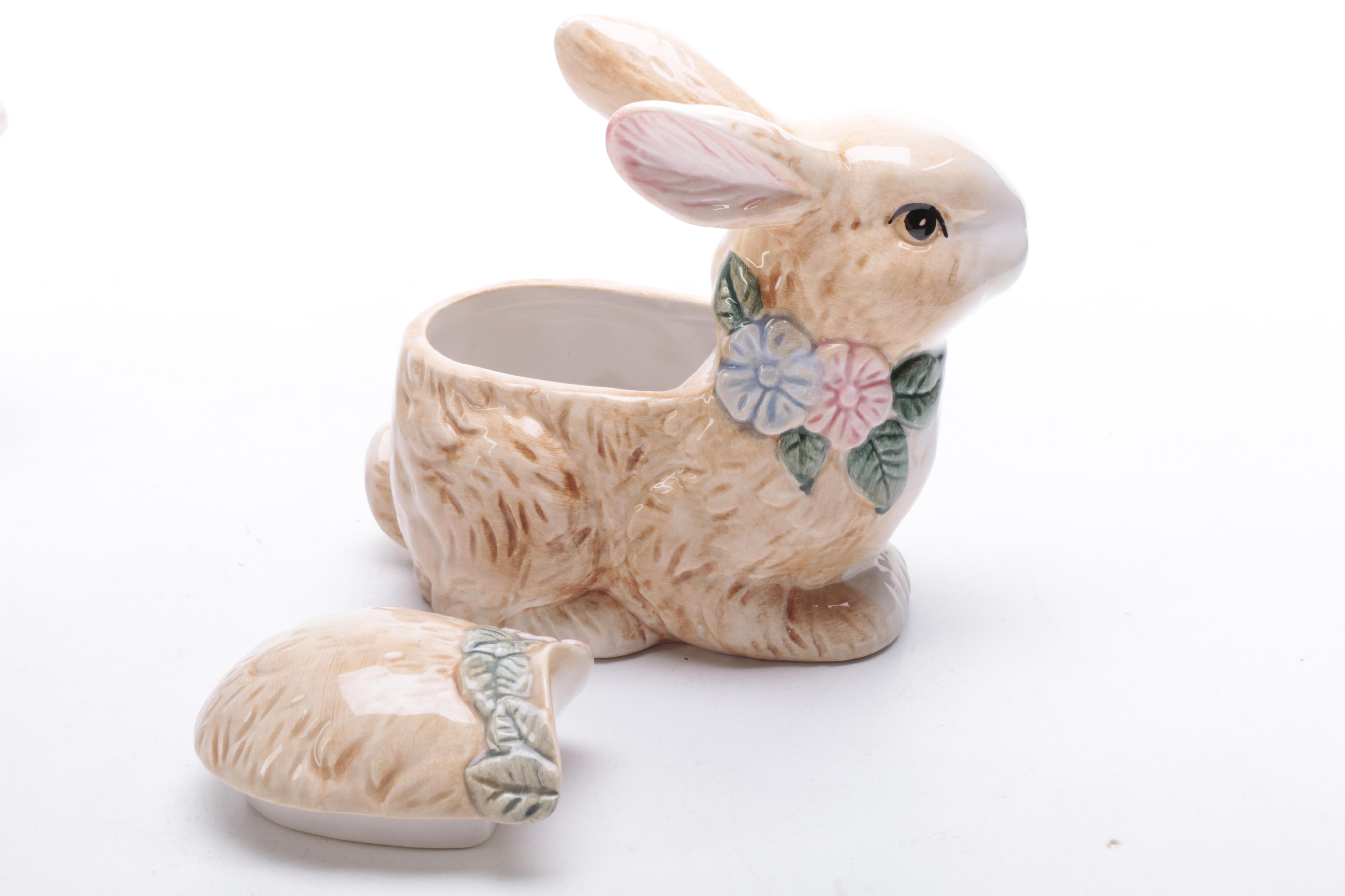 Rabbit-Themed Tableware Including Fitz and Floyd