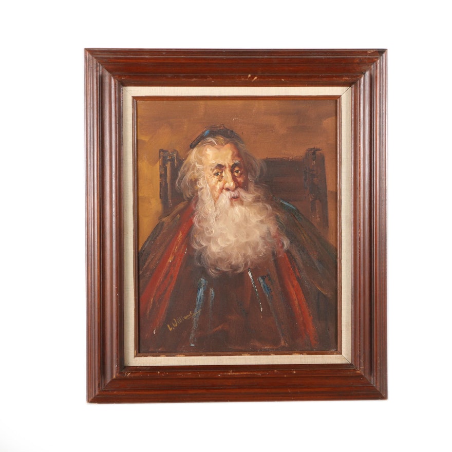 L. Williams Oil Painting on Canvas Portrait of Man in Robes