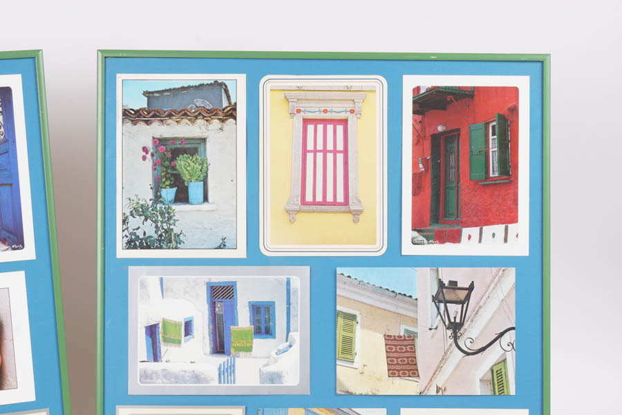 Pair of Framed Photo Collages of Greek Villages