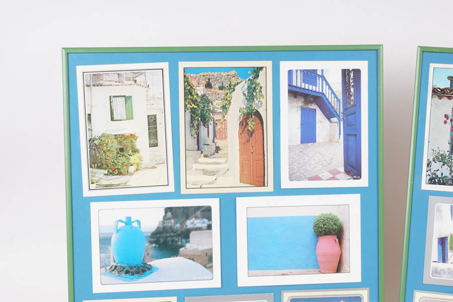 Pair of Framed Photo Collages of Greek Villages