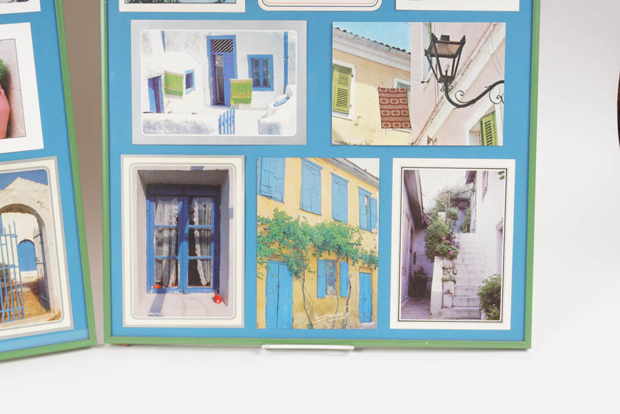 Pair of Framed Photo Collages of Greek Villages
