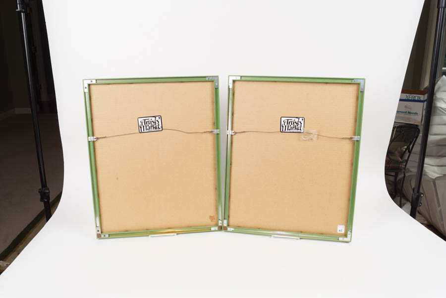 Pair of Framed Photo Collages of Greek Villages