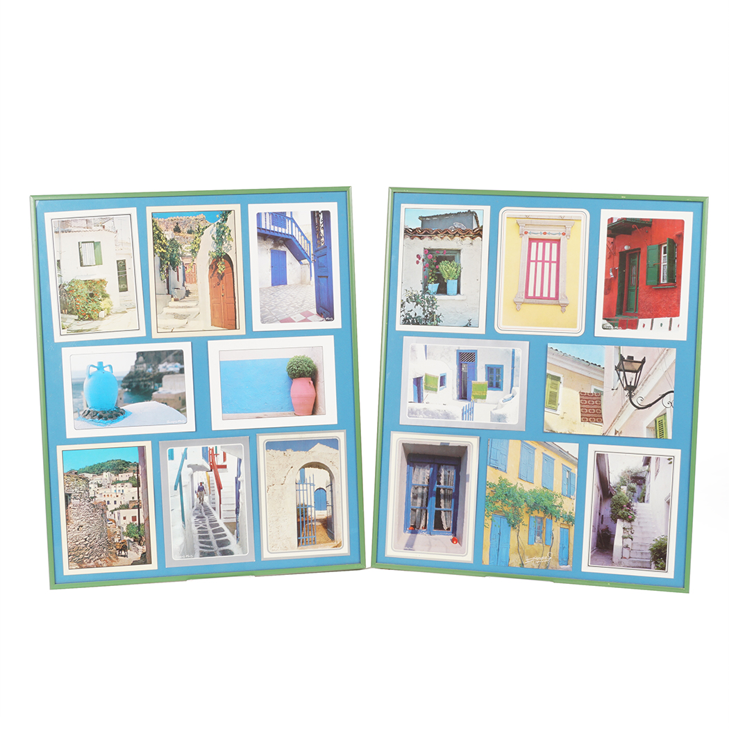 Pair of Framed Photo Collages of Greek Villages