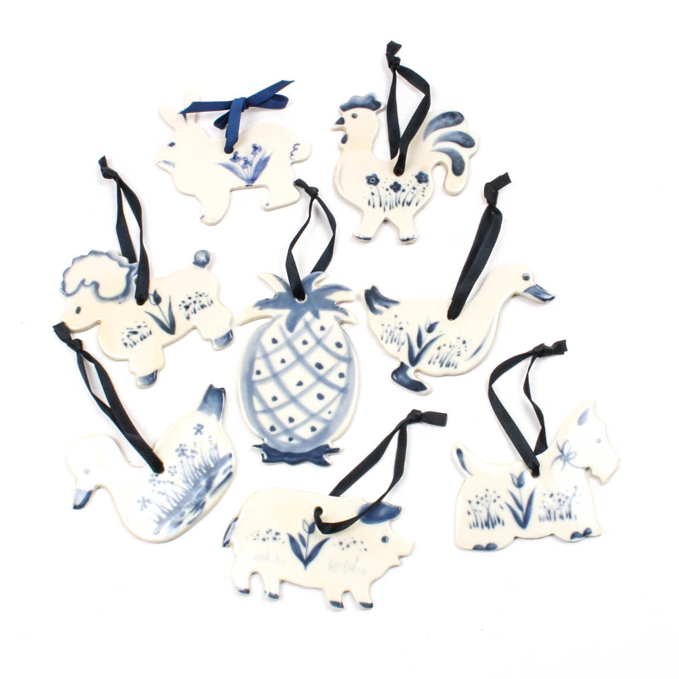 Collection of Hand-Painted Blue and White Ornaments