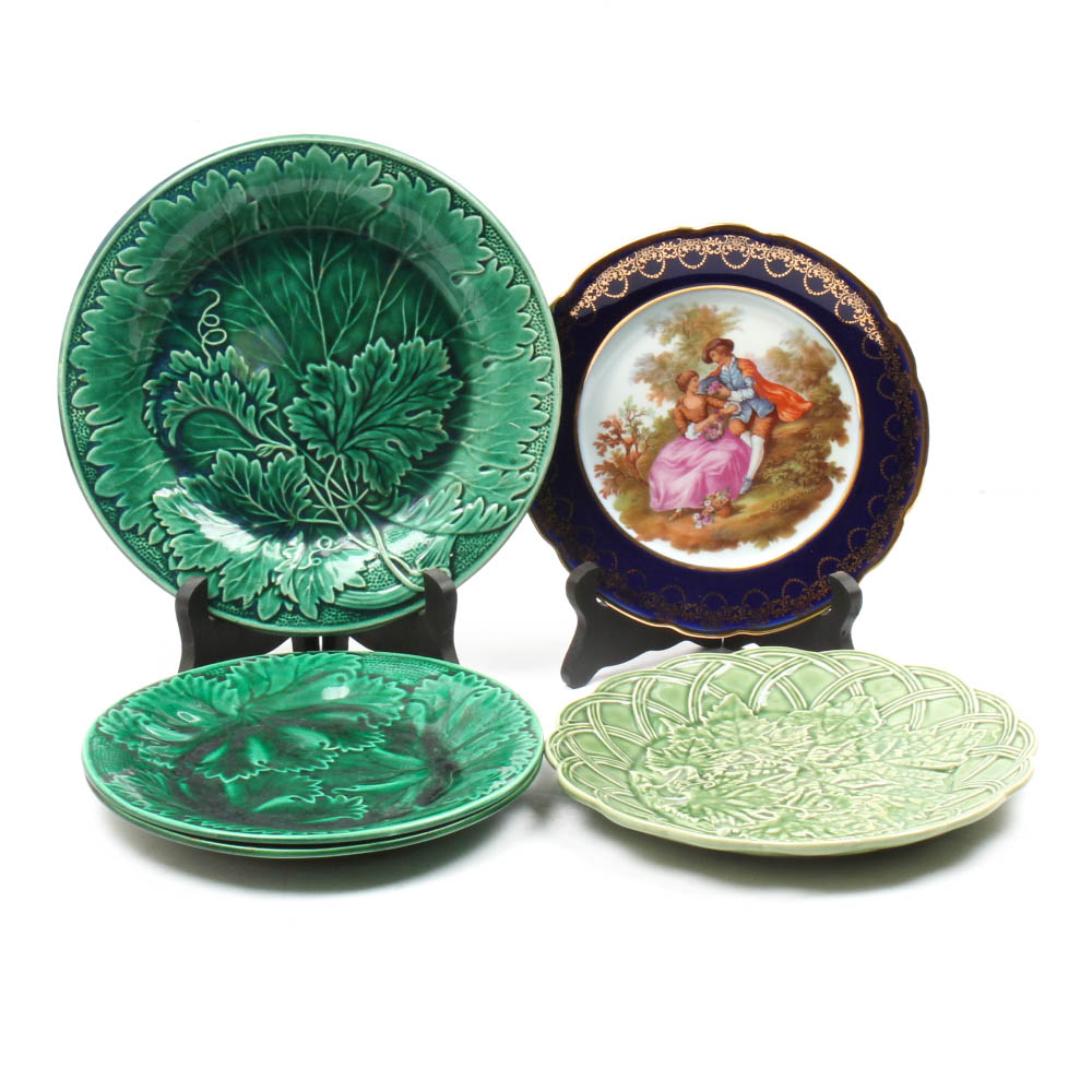 Ceramic Plates Featuring Limoges and Majolica