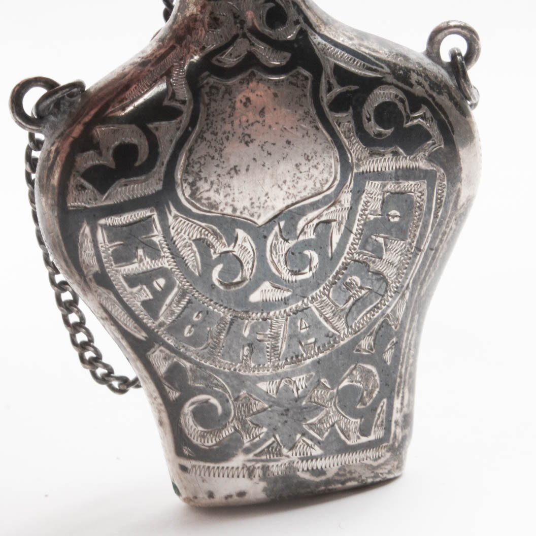 Antique Russian 875 Silver and Niello Snuff Bottle