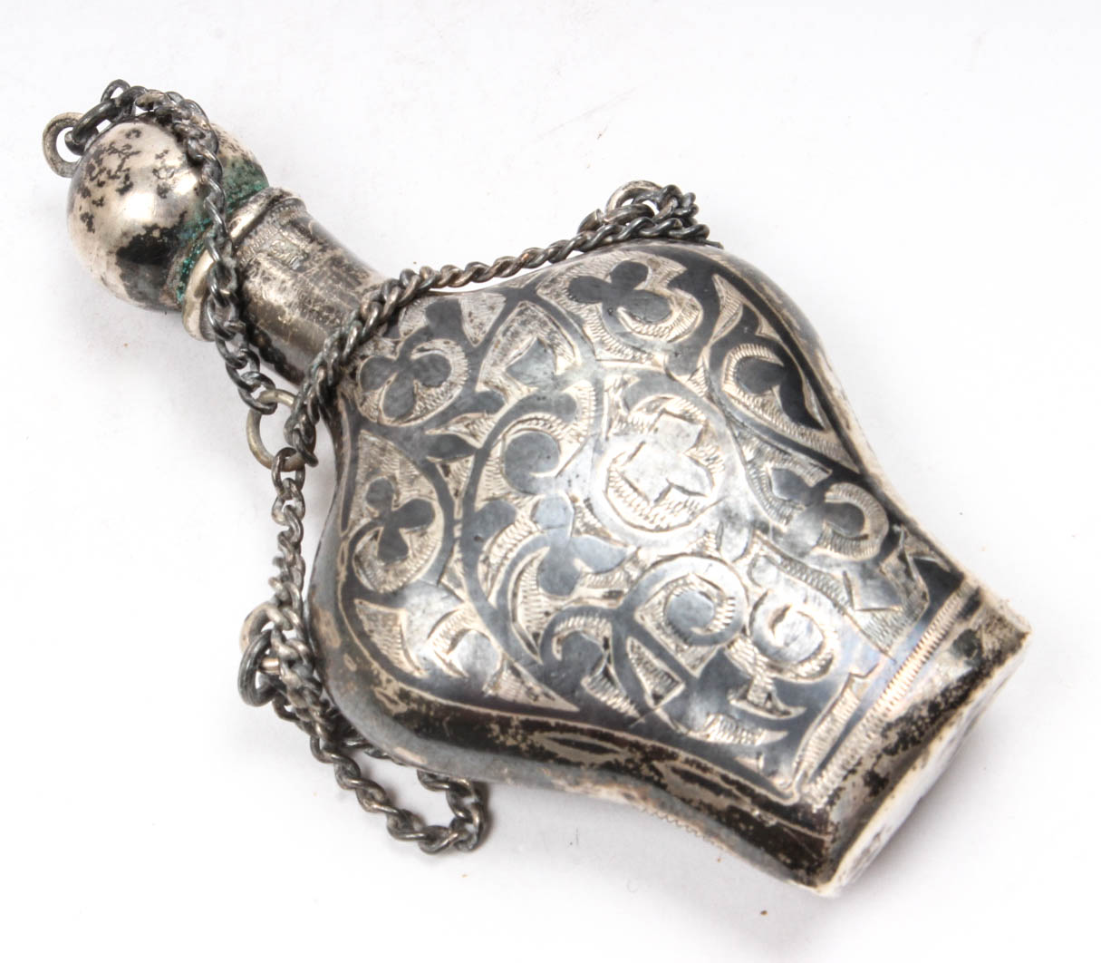 Antique Russian 875 Silver and Niello Snuff Bottle