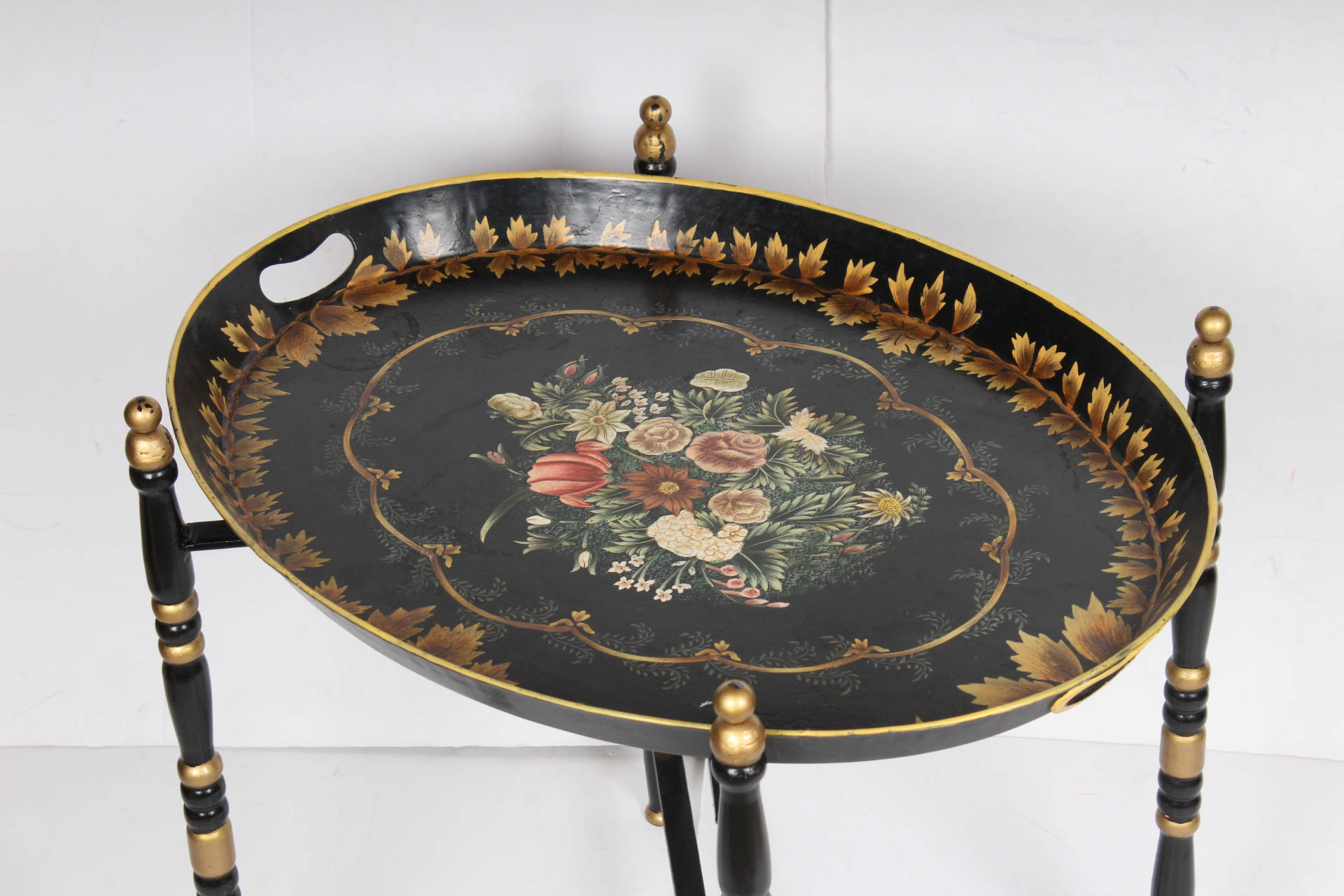 Hand-Painted Metal Tole Tray Table