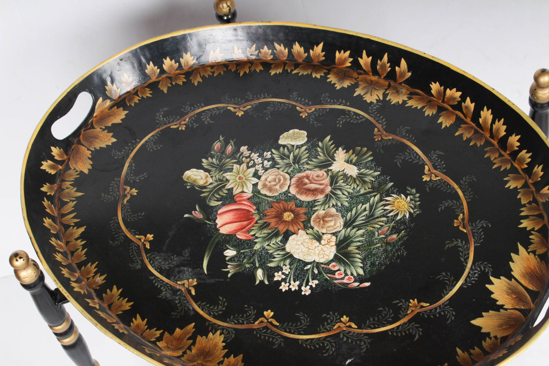 Hand-Painted Metal Tole Tray Table