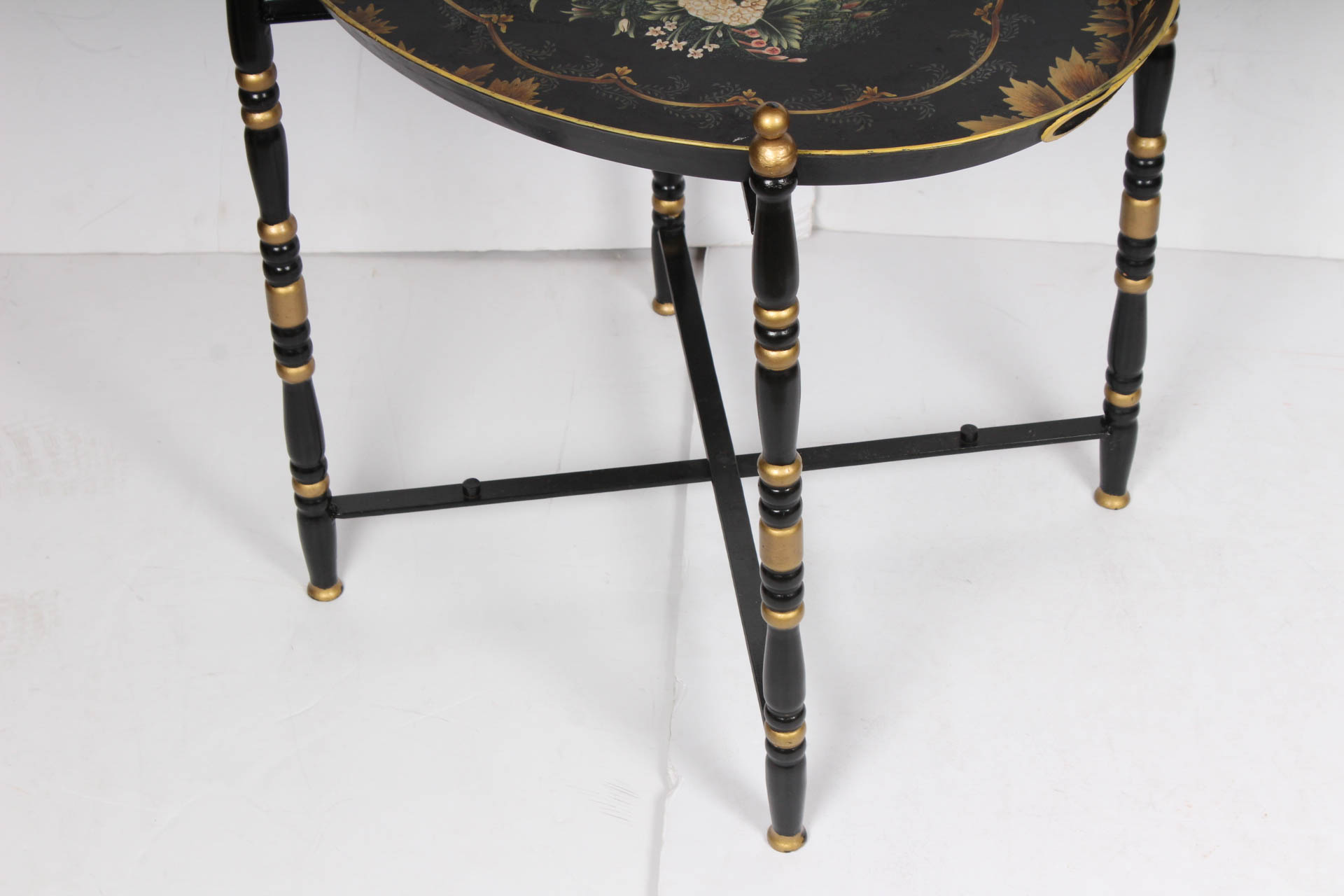 Hand-Painted Metal Tole Tray Table