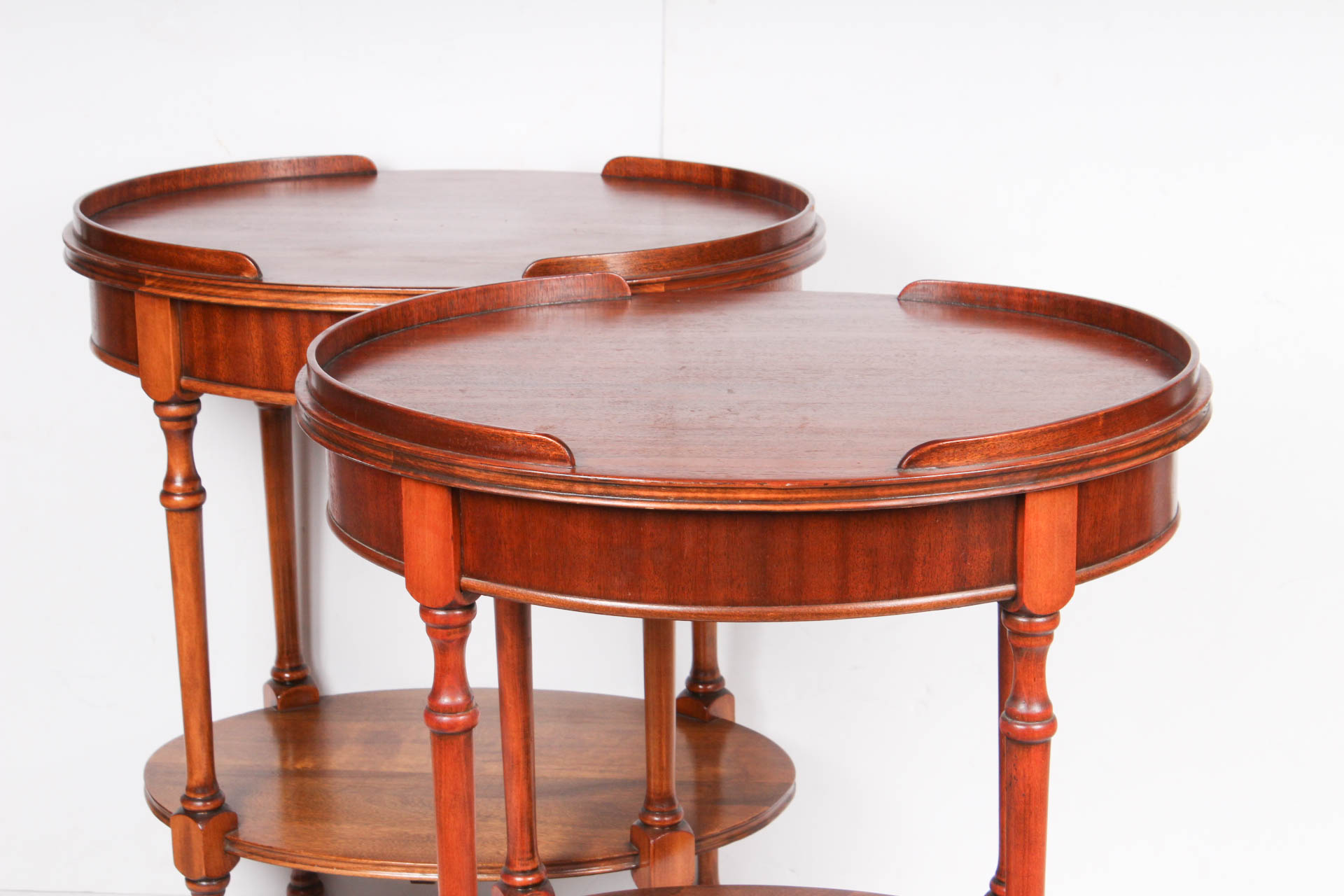 Pair of Oval Sheraton Style Mahogany Side Table