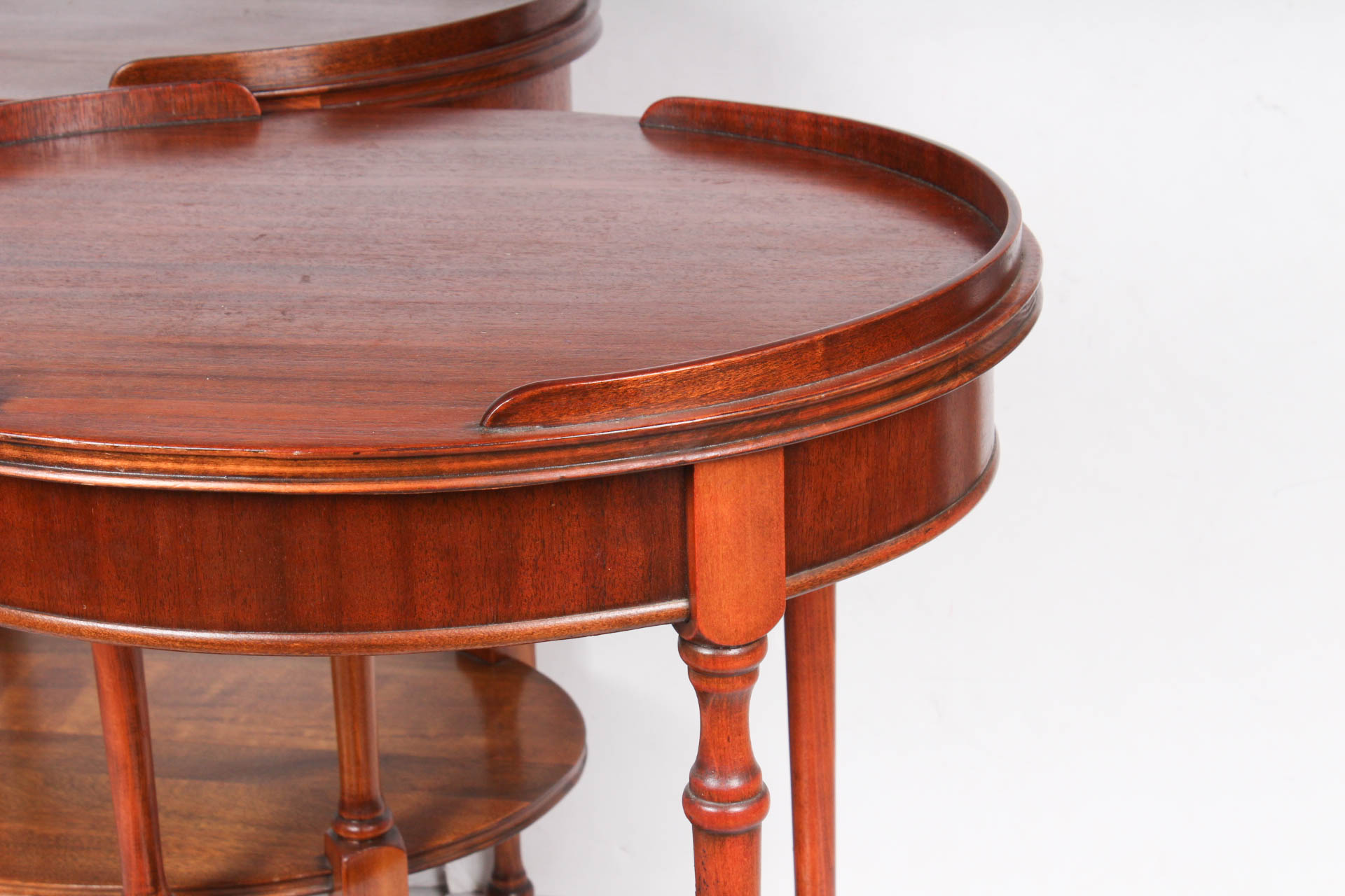 Pair of Oval Sheraton Style Mahogany Side Table