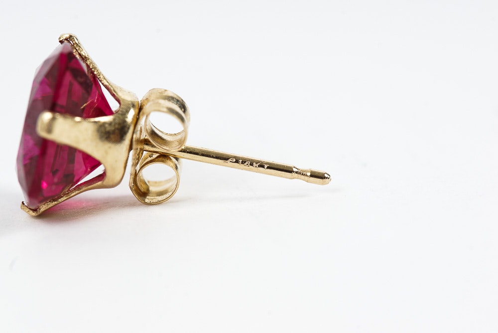 Gold and Ruby Earrings and Pendant Set