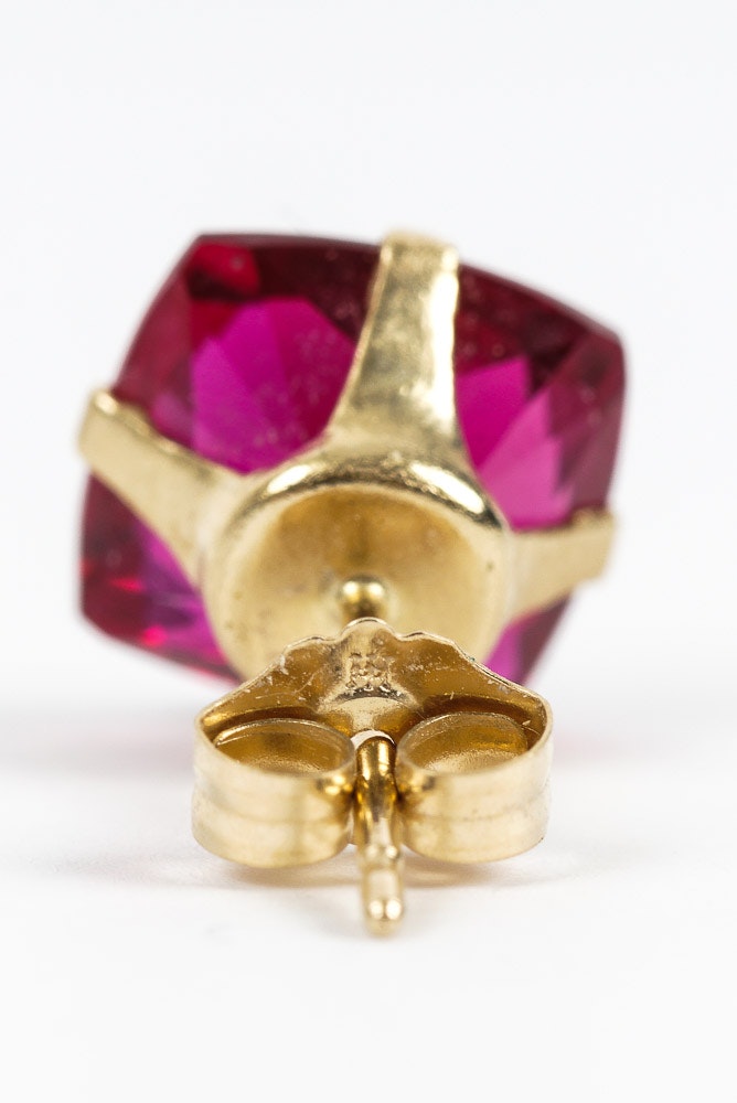 Gold and Ruby Earrings and Pendant Set