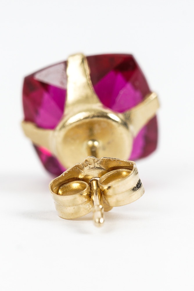 Gold and Ruby Earrings and Pendant Set