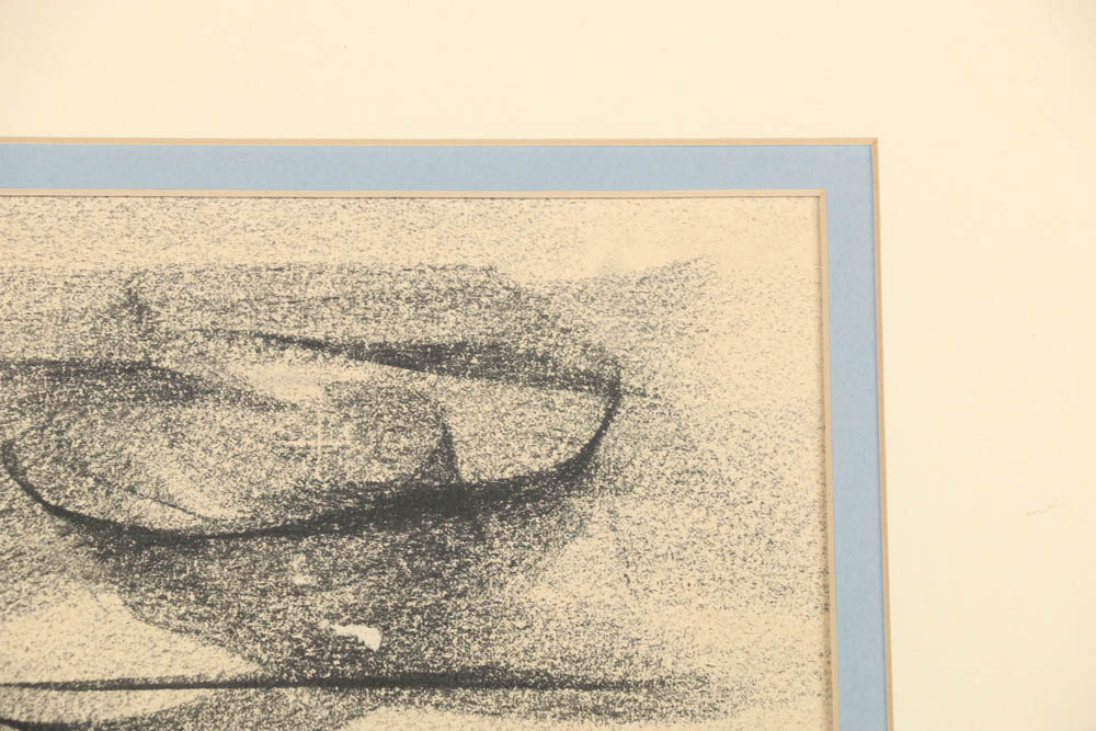 Charcoal Drawing on Paper Rooftop Scene