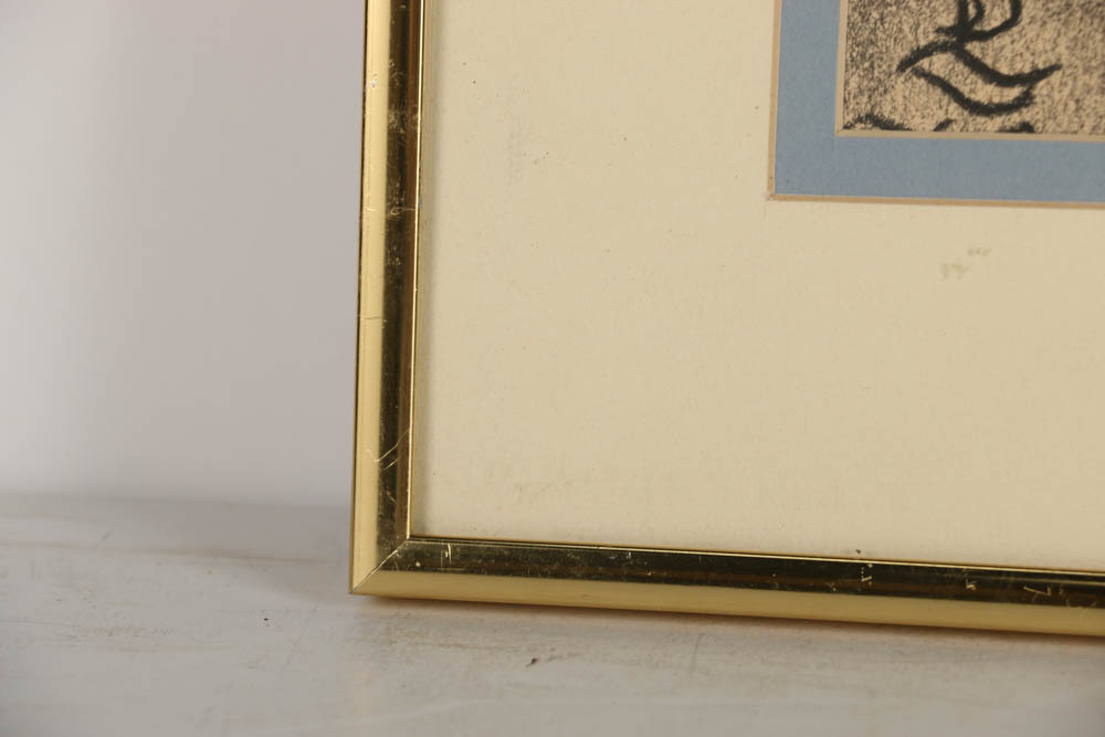 Charcoal Drawing on Paper Rooftop Scene