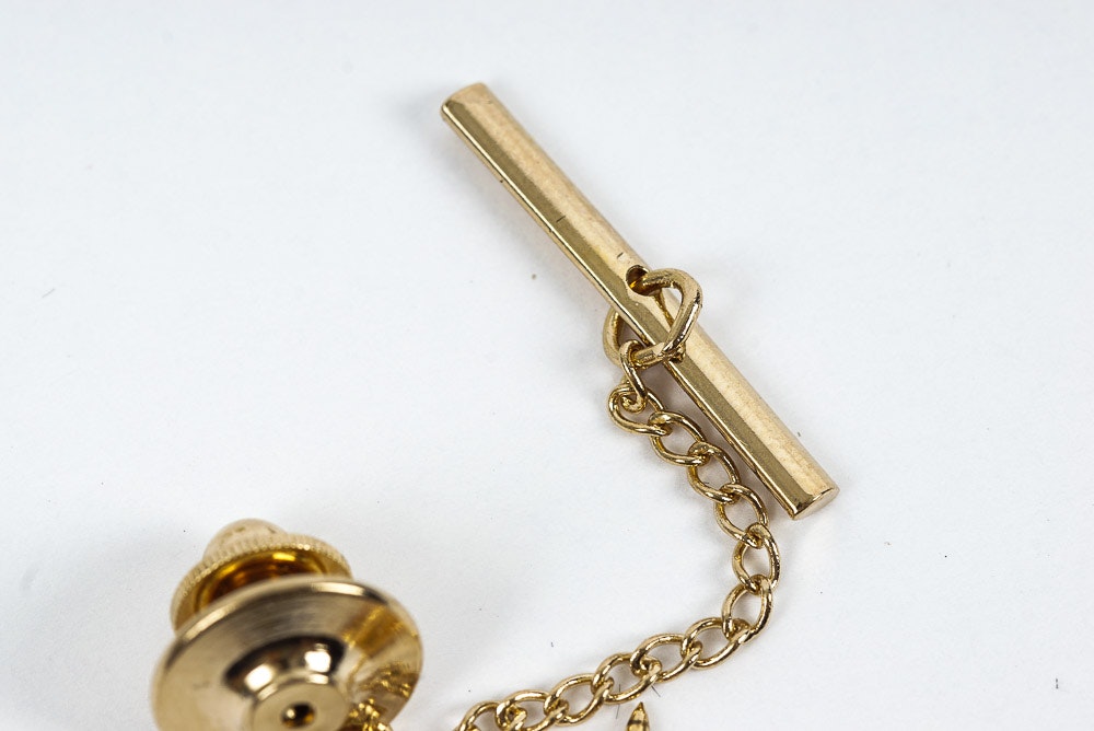 18K Gold Tie Tack with Cubic Zirconia