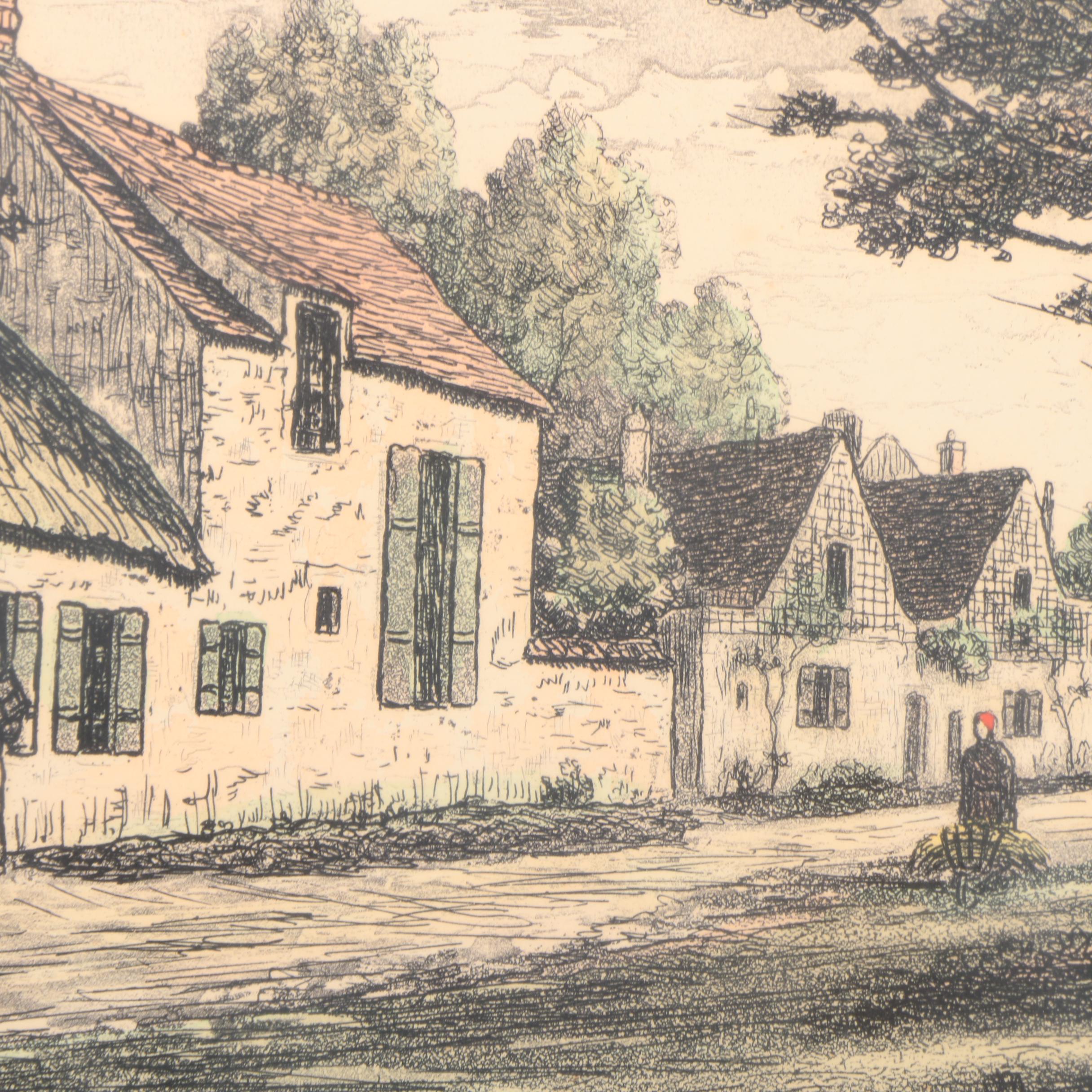 Maurice Jacque Hand Colored Etching "Barbizon, Maison de Millet"