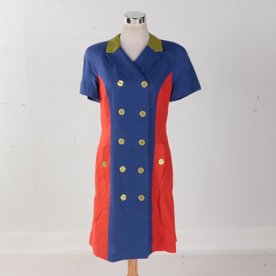 Blue and Red Trench Dress
