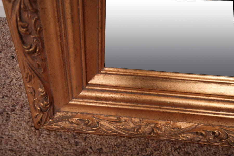Beveled Wall Mirror with Ornate Gilded Frame