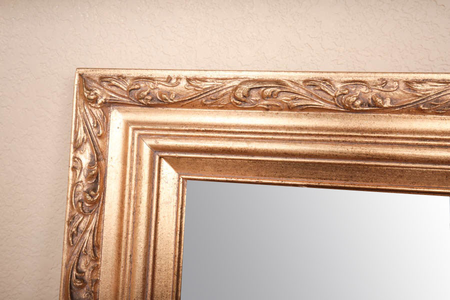 Beveled Wall Mirror with Ornate Gilded Frame