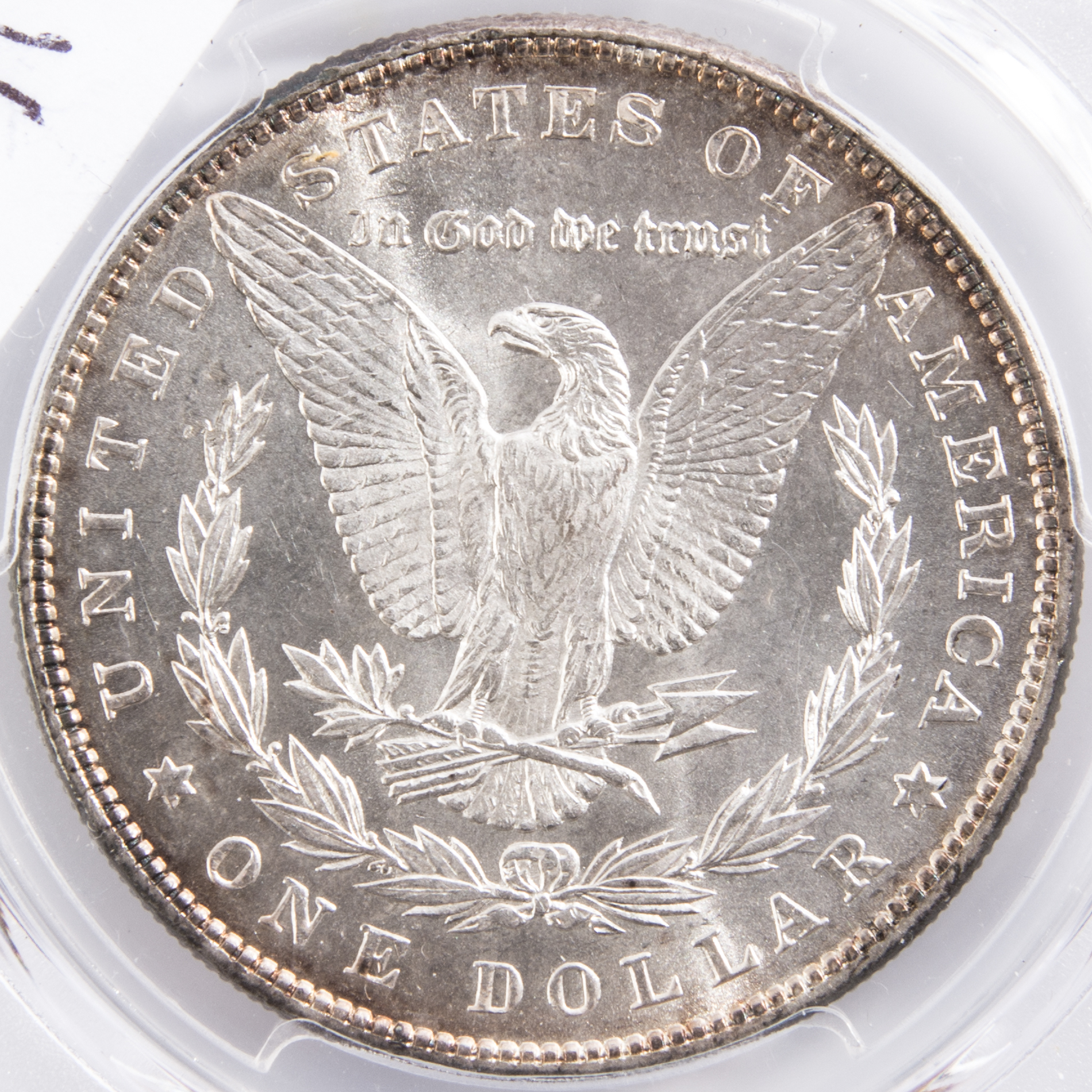 Encapsulated and Graded MS62 (by PCGS) 1886 Morgan Silver Dollar