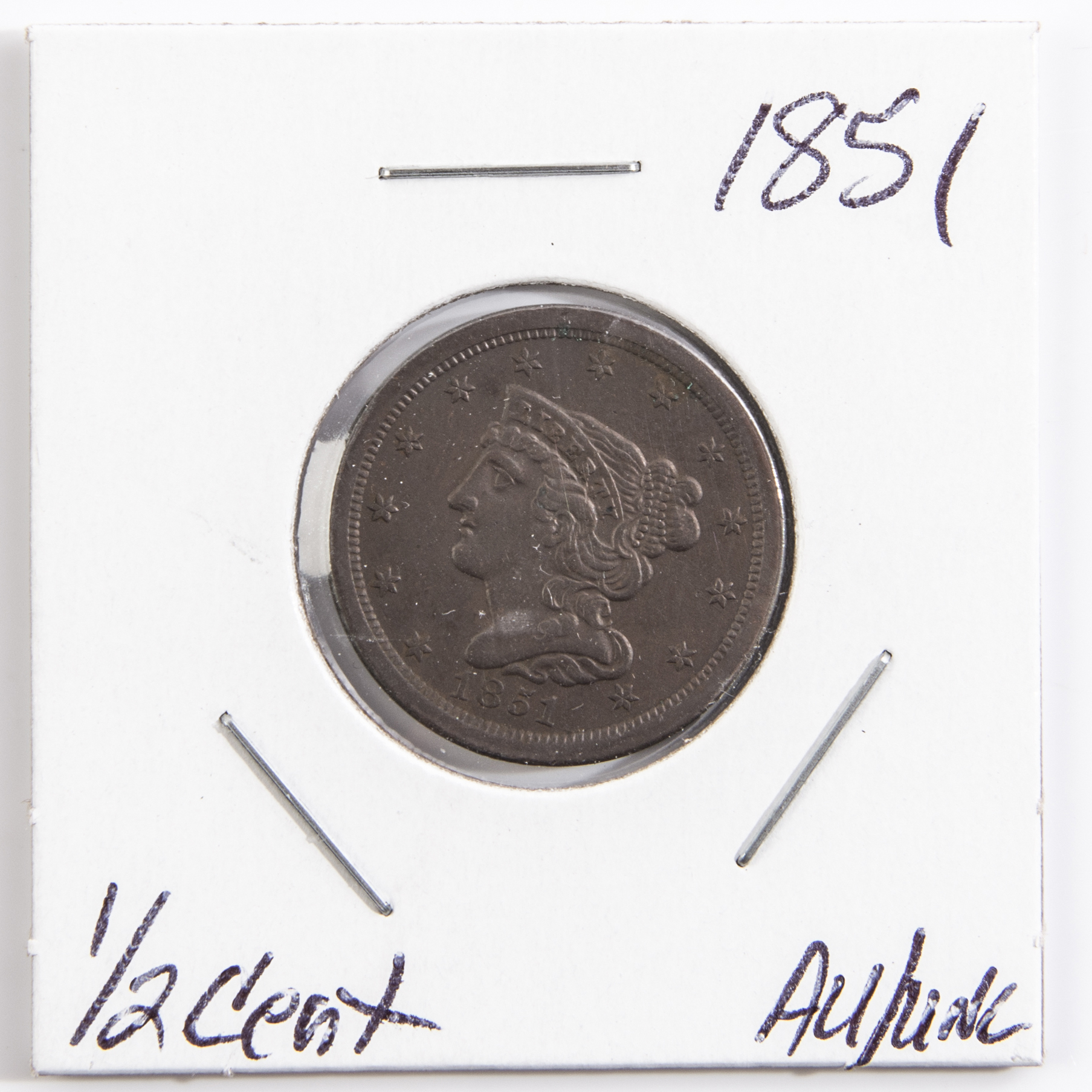 1851 Braided Hair Half Cent