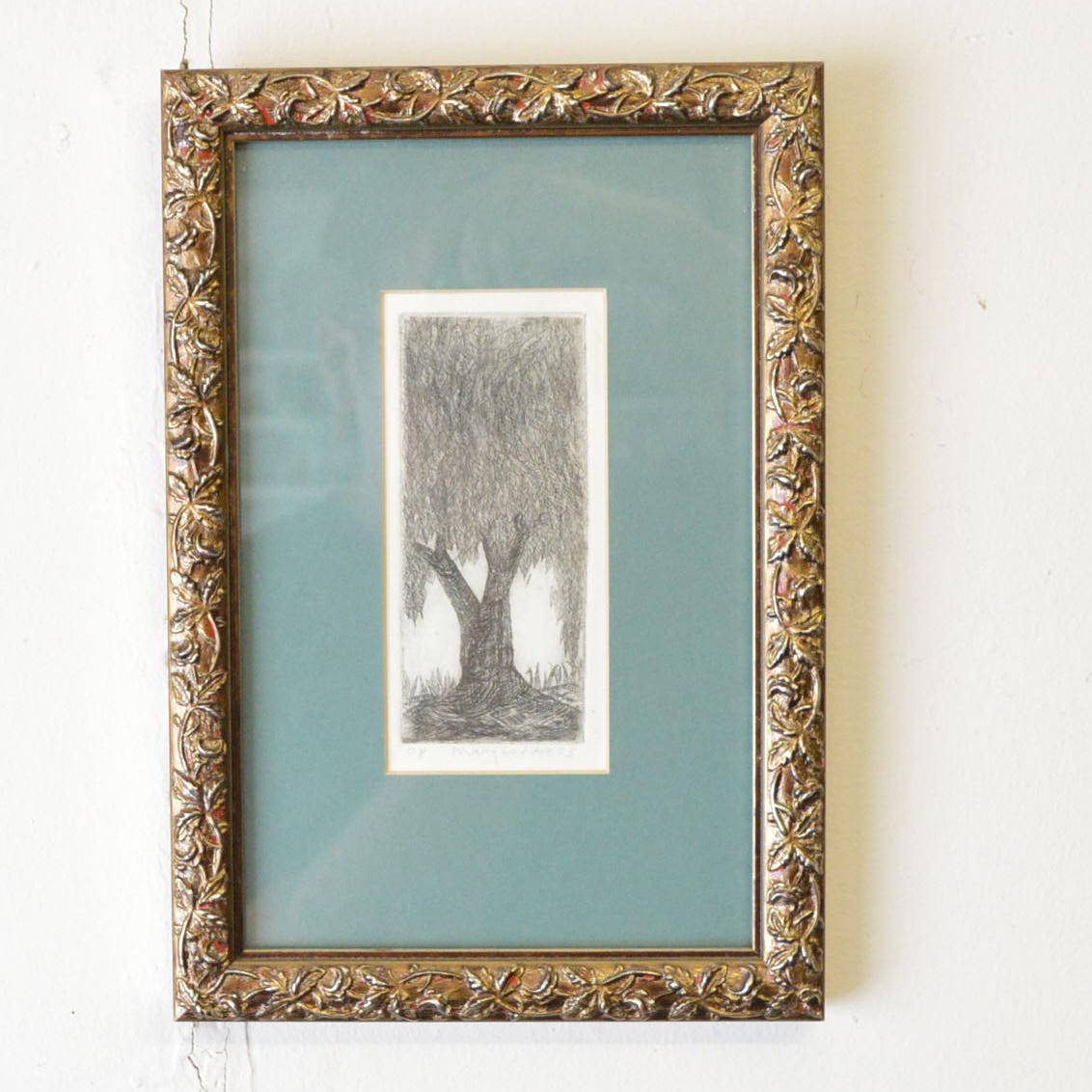 Mary Lou Hess Artist's Proof Etching on Paper of Weeping Tree