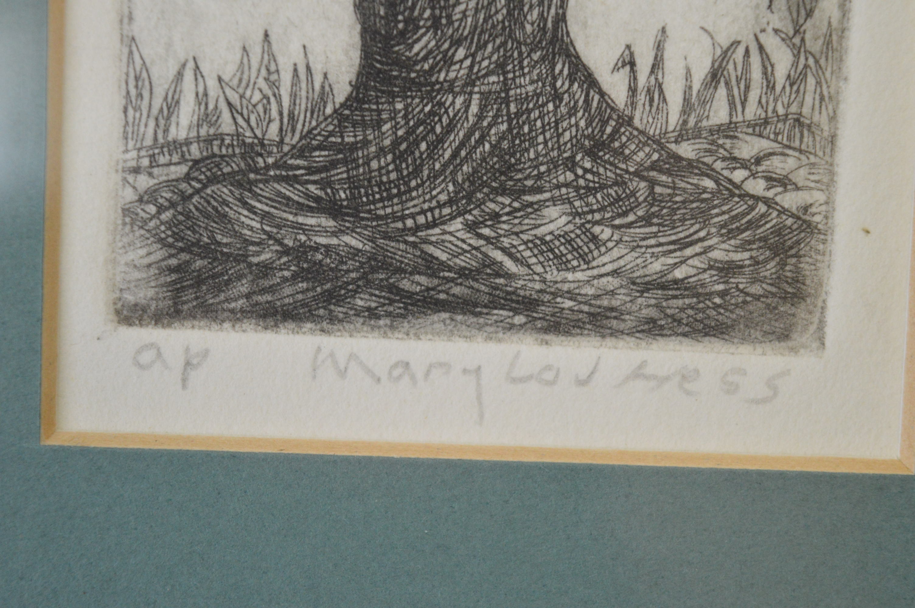 Mary Lou Hess Artist's Proof Etching on Paper of Weeping Tree
