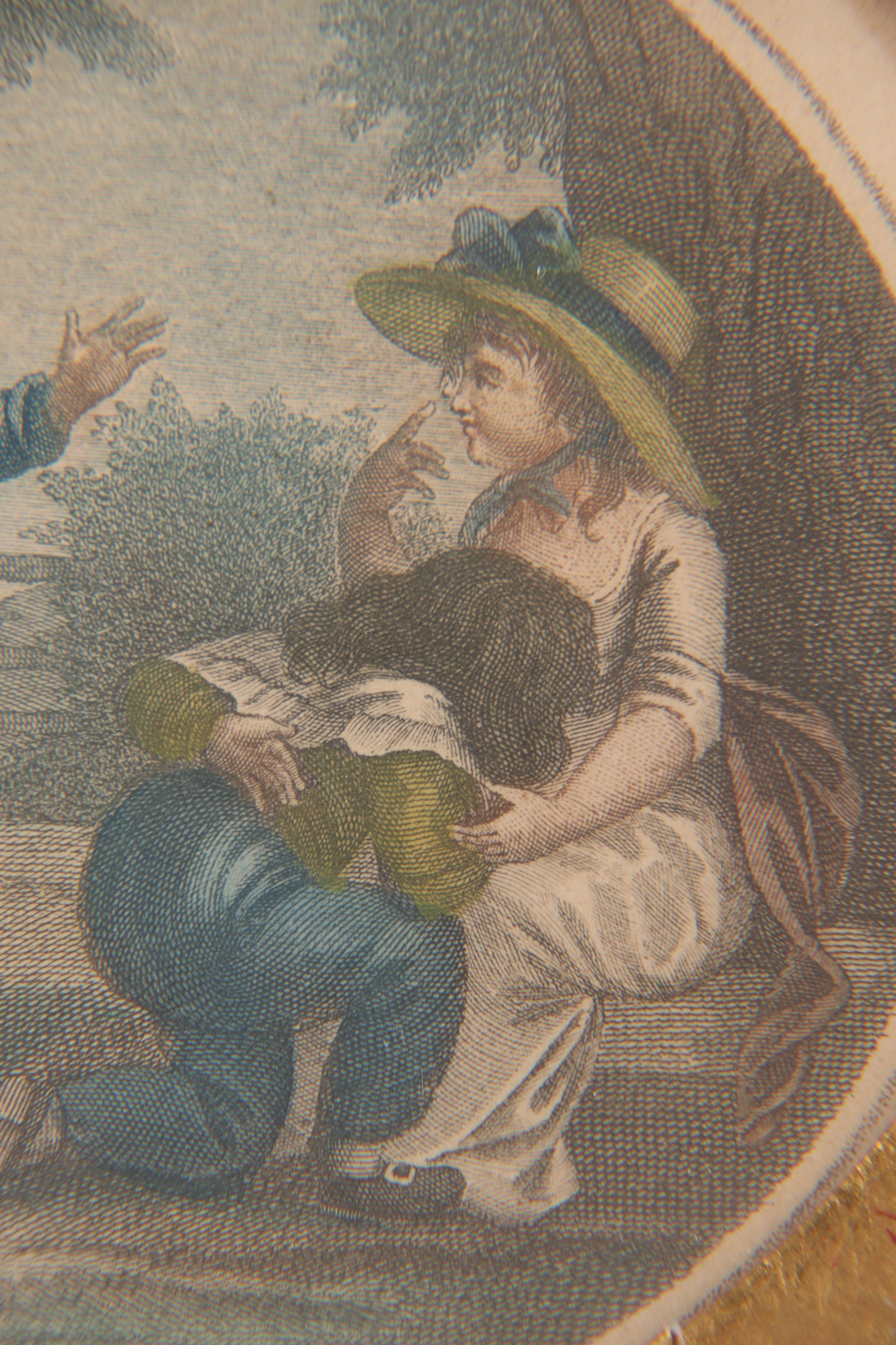 Hand Colored Engraving of 19th-Century Scene