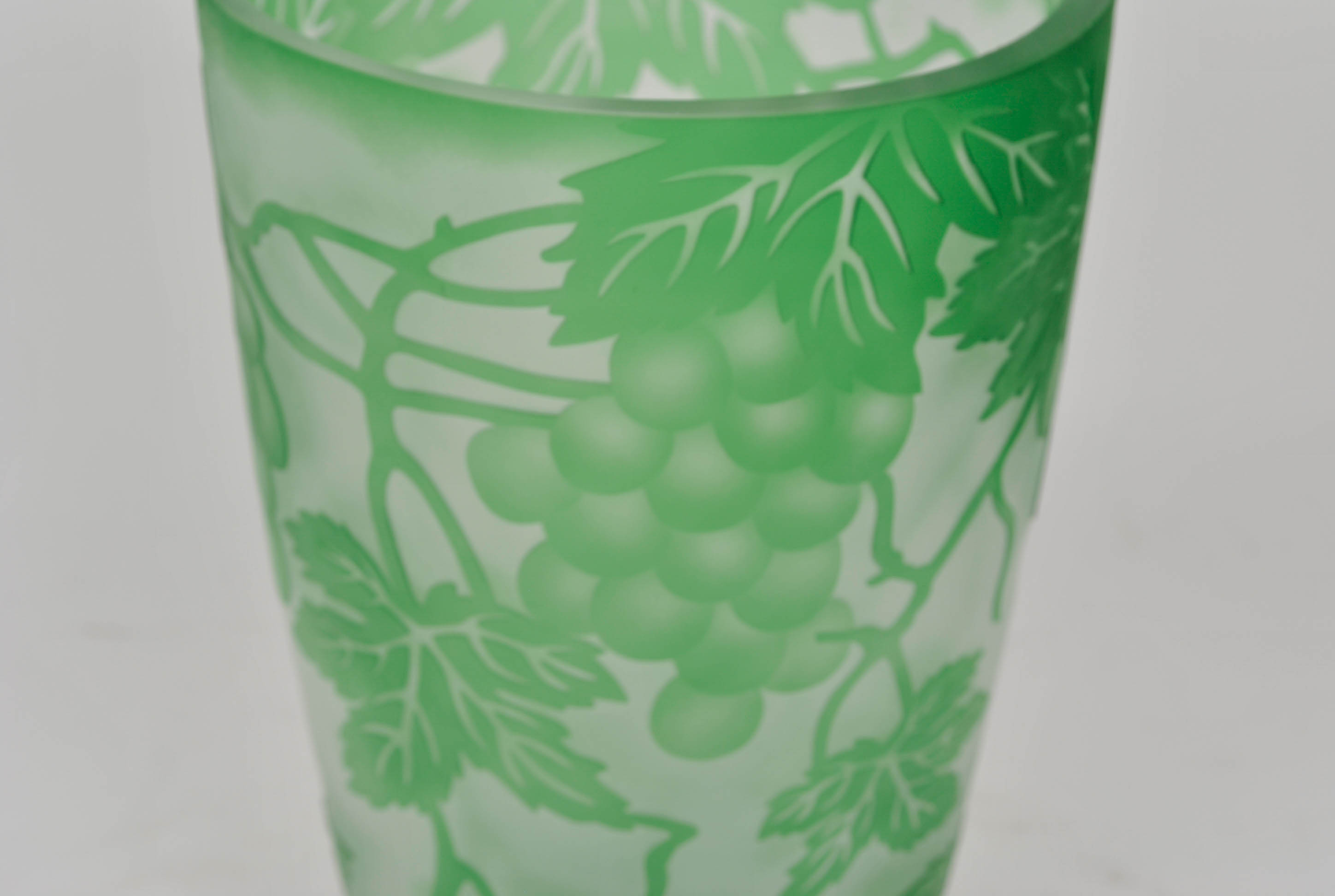 Cameo Glass Green Vase and Small Bowl