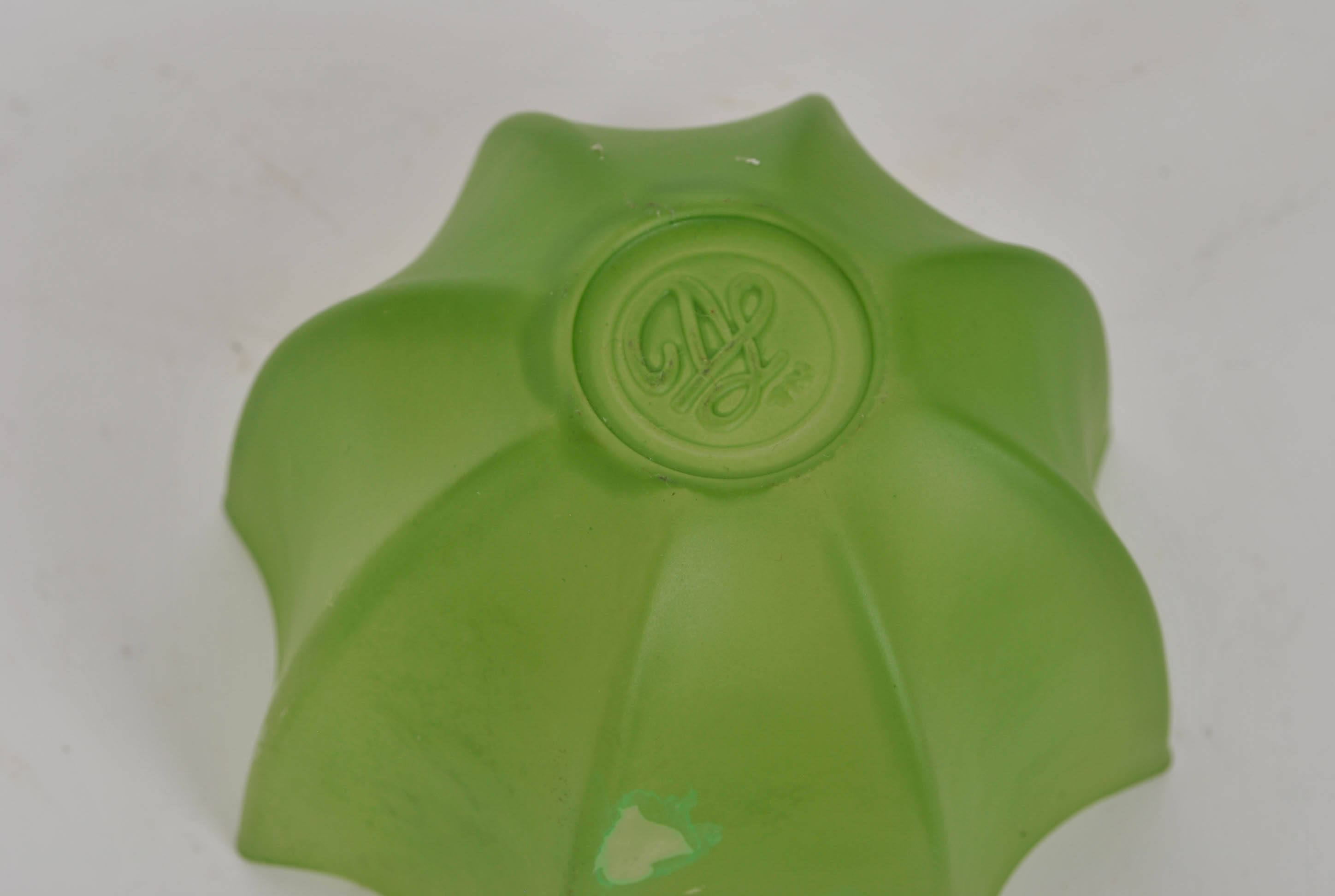 Cameo Glass Green Vase and Small Bowl