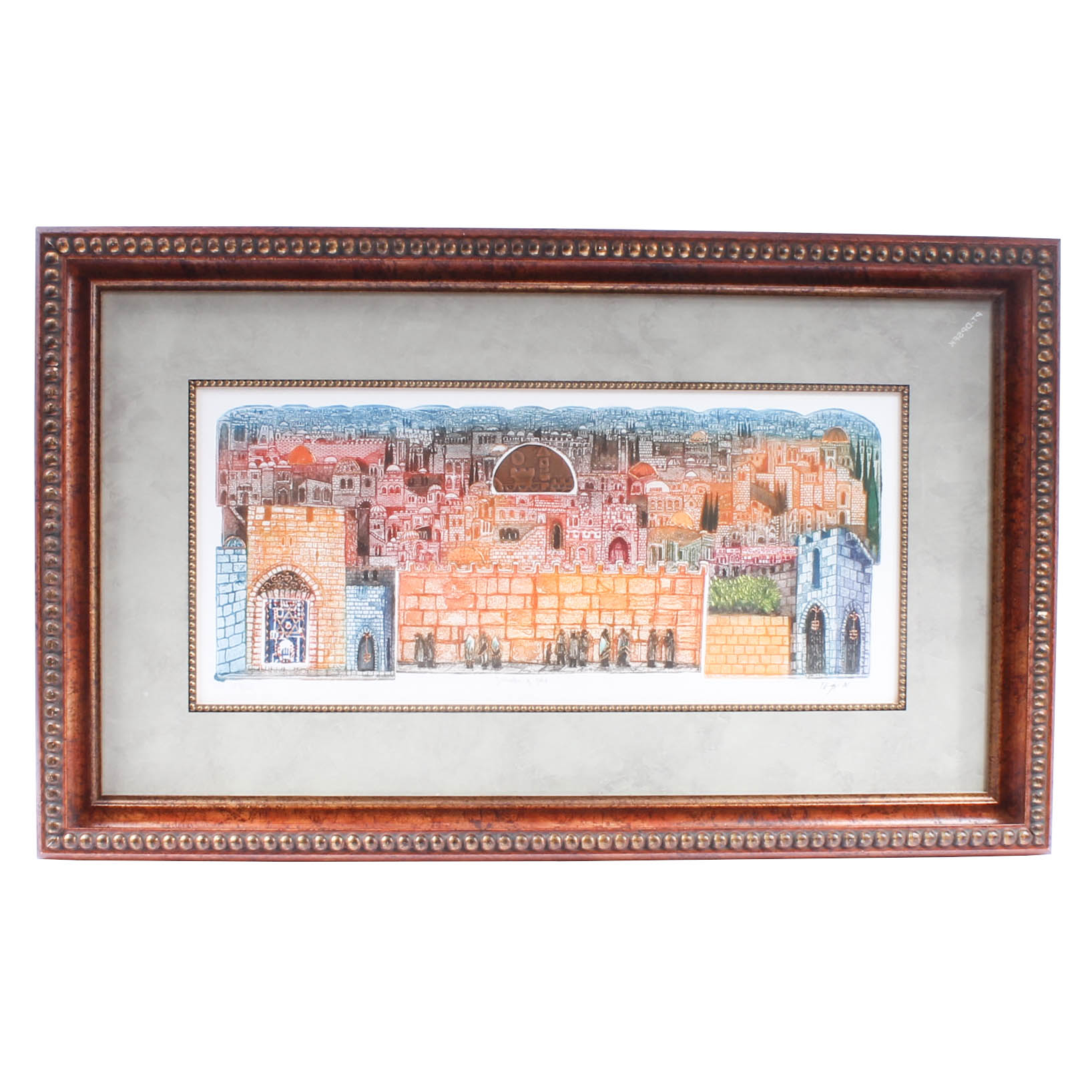 Amram Ebgi Limited Edition Mixed Media Etching "Jerusalem of Gold"