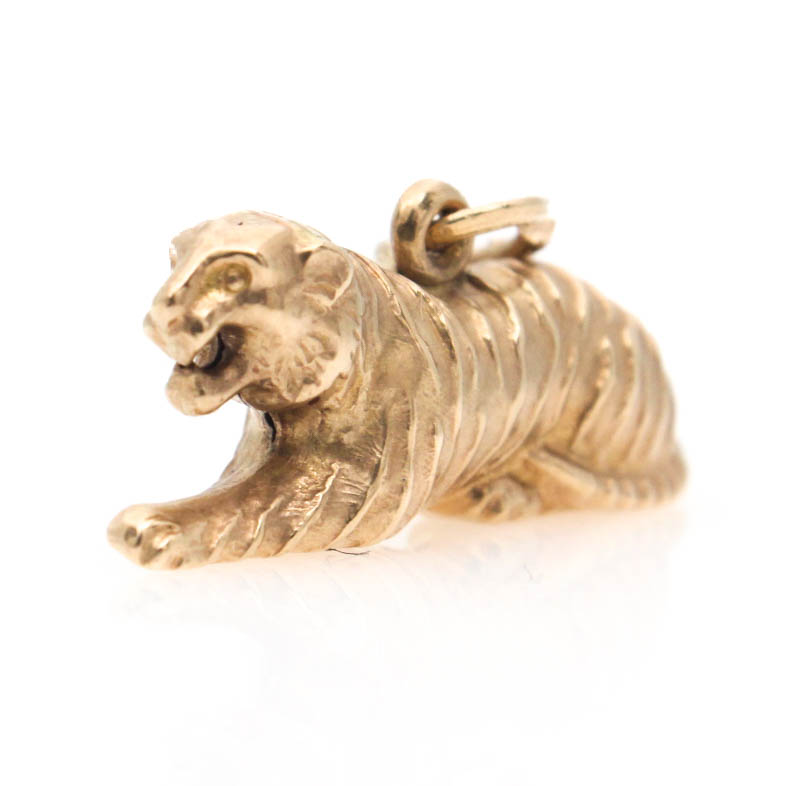 14K Yellow Gold Tiger Charm